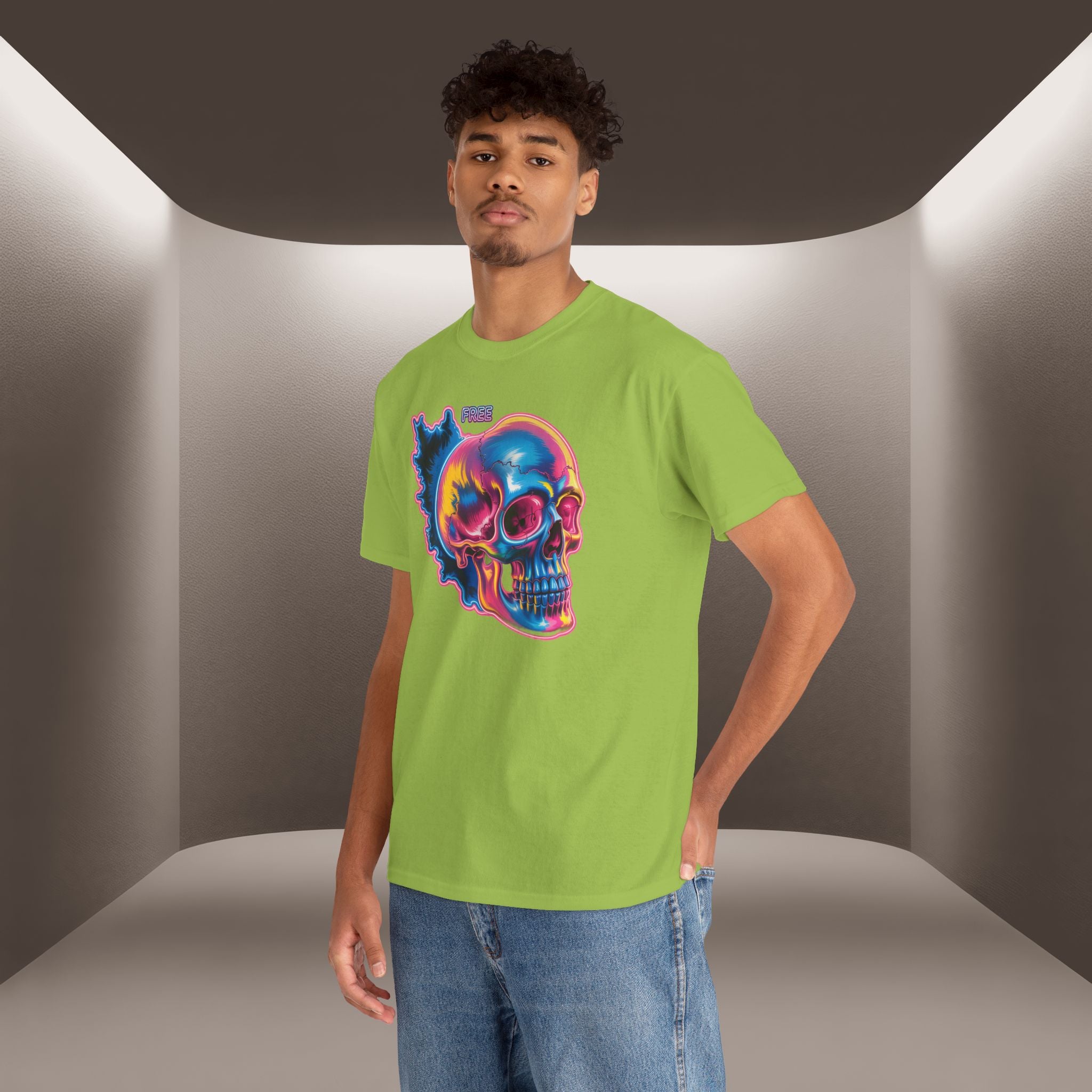 Neon Skull in Iran's map shape T-Shirt — Premium Quality