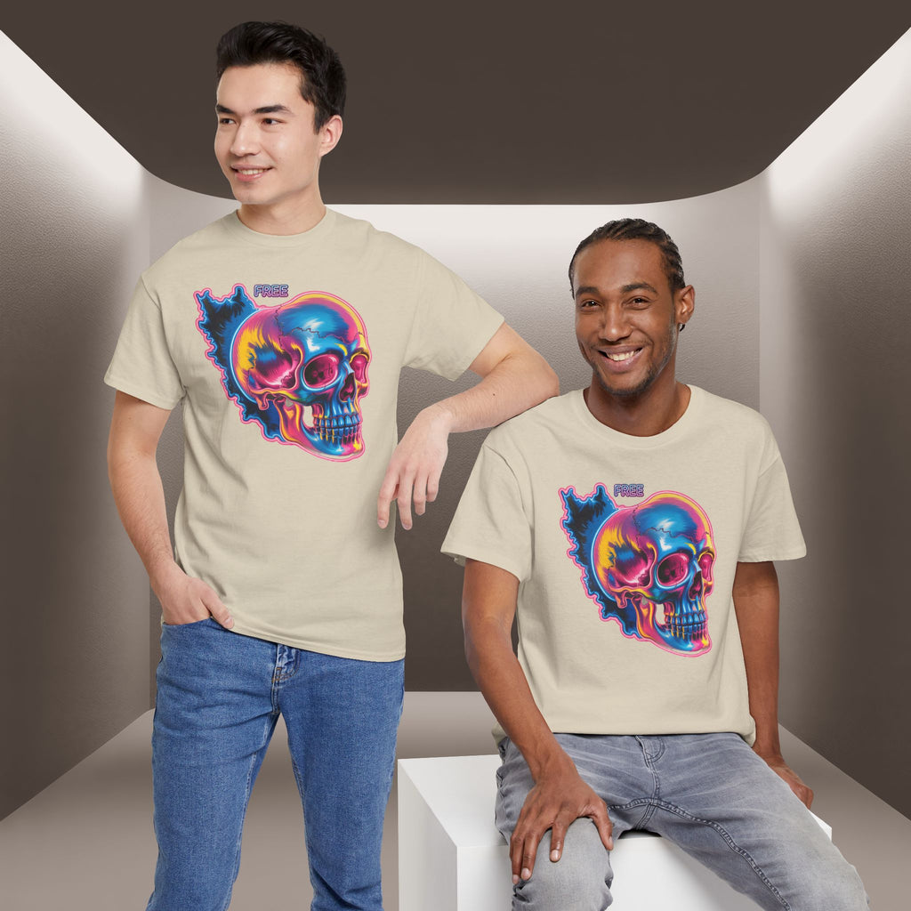 Neon Skull in Iran's map shape T-Shirt — Premium Quality