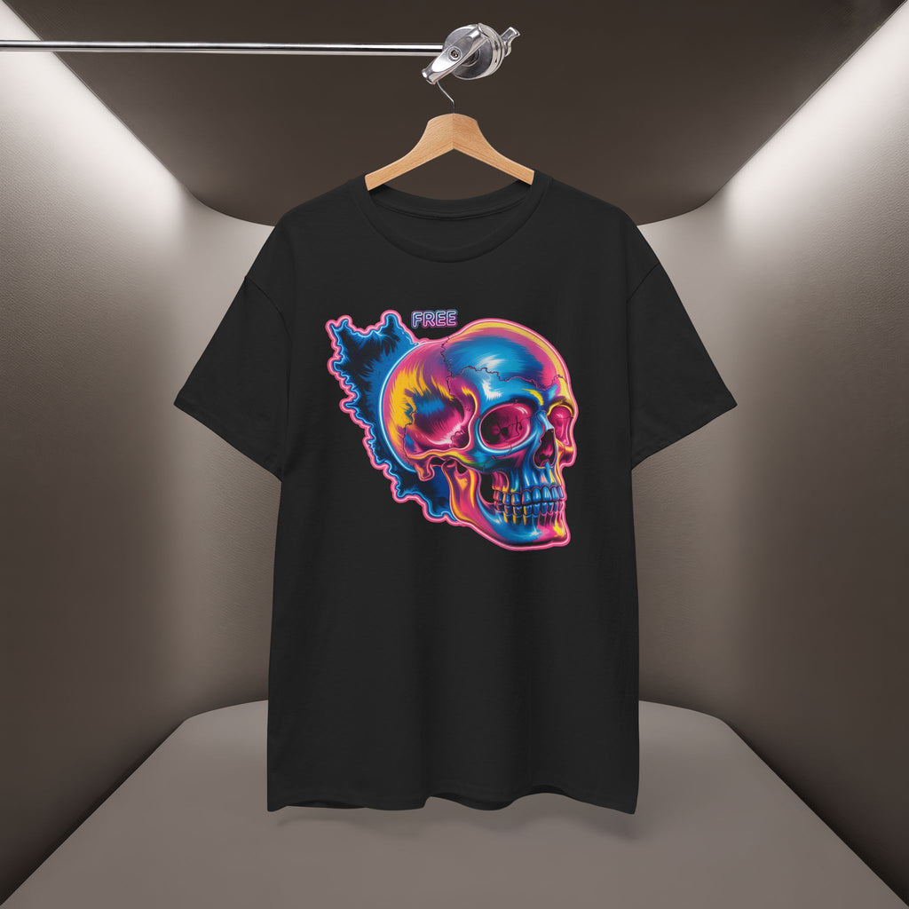 Neon Skull in Iran's map shape T-Shirt — Premium Quality