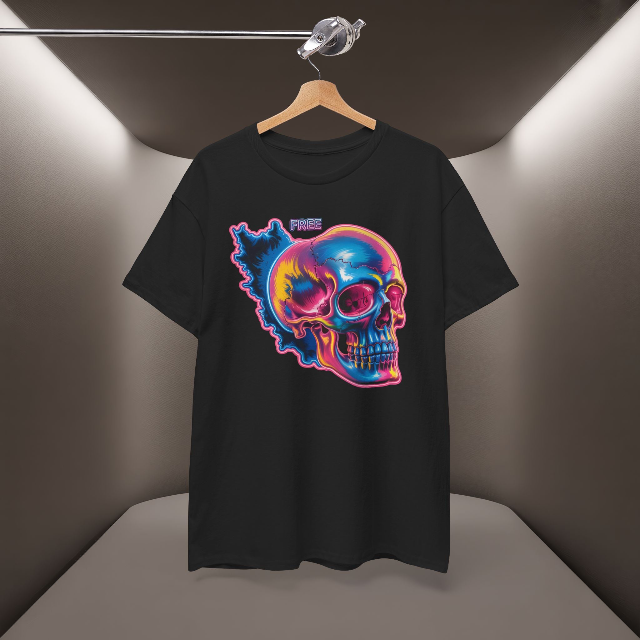 Neon Skull in Iran's map shape T-Shirt — Premium Quality
