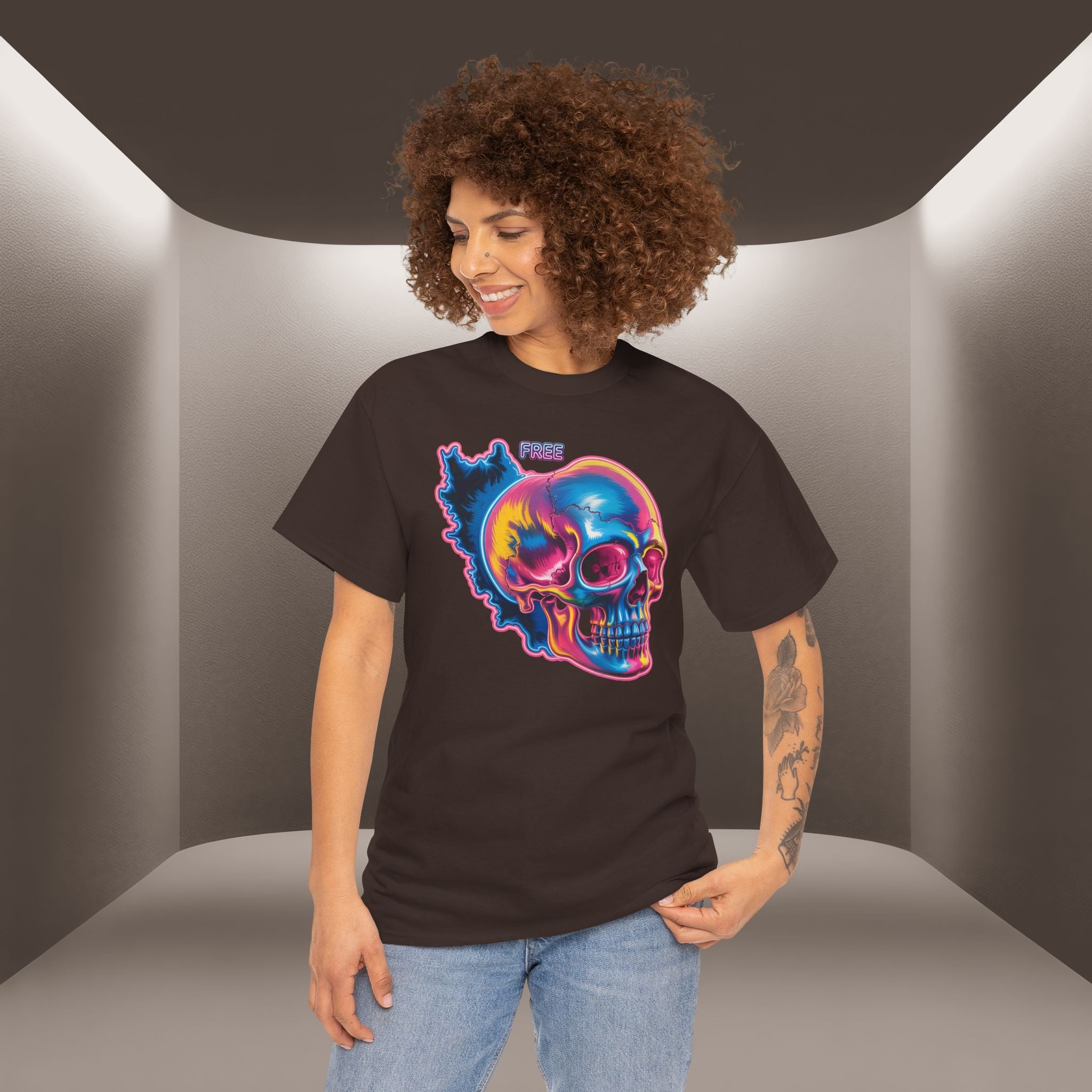 Neon Skull in Iran's map shape T-Shirt — Premium Quality