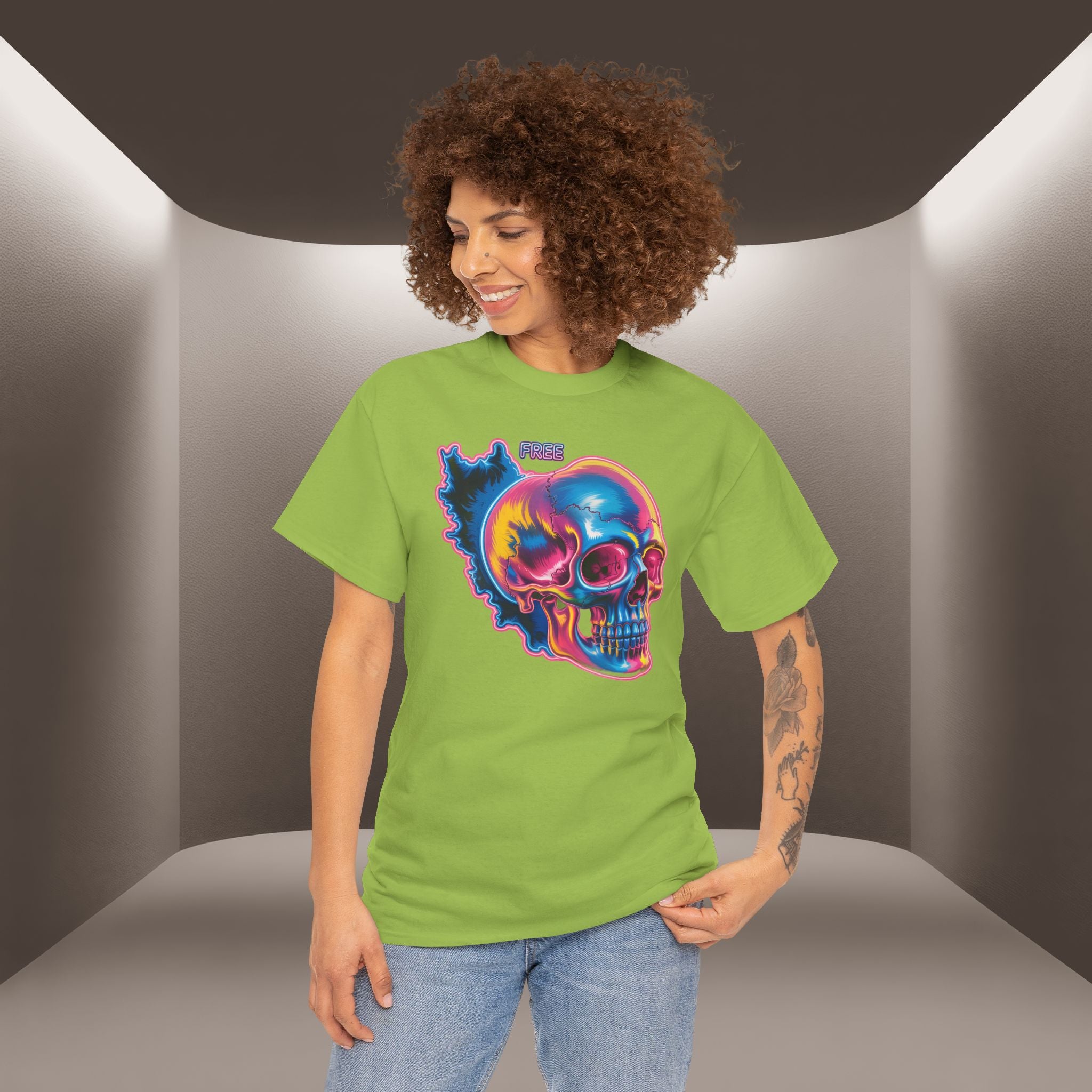 Neon Skull in Iran's map shape T-Shirt — Premium Quality