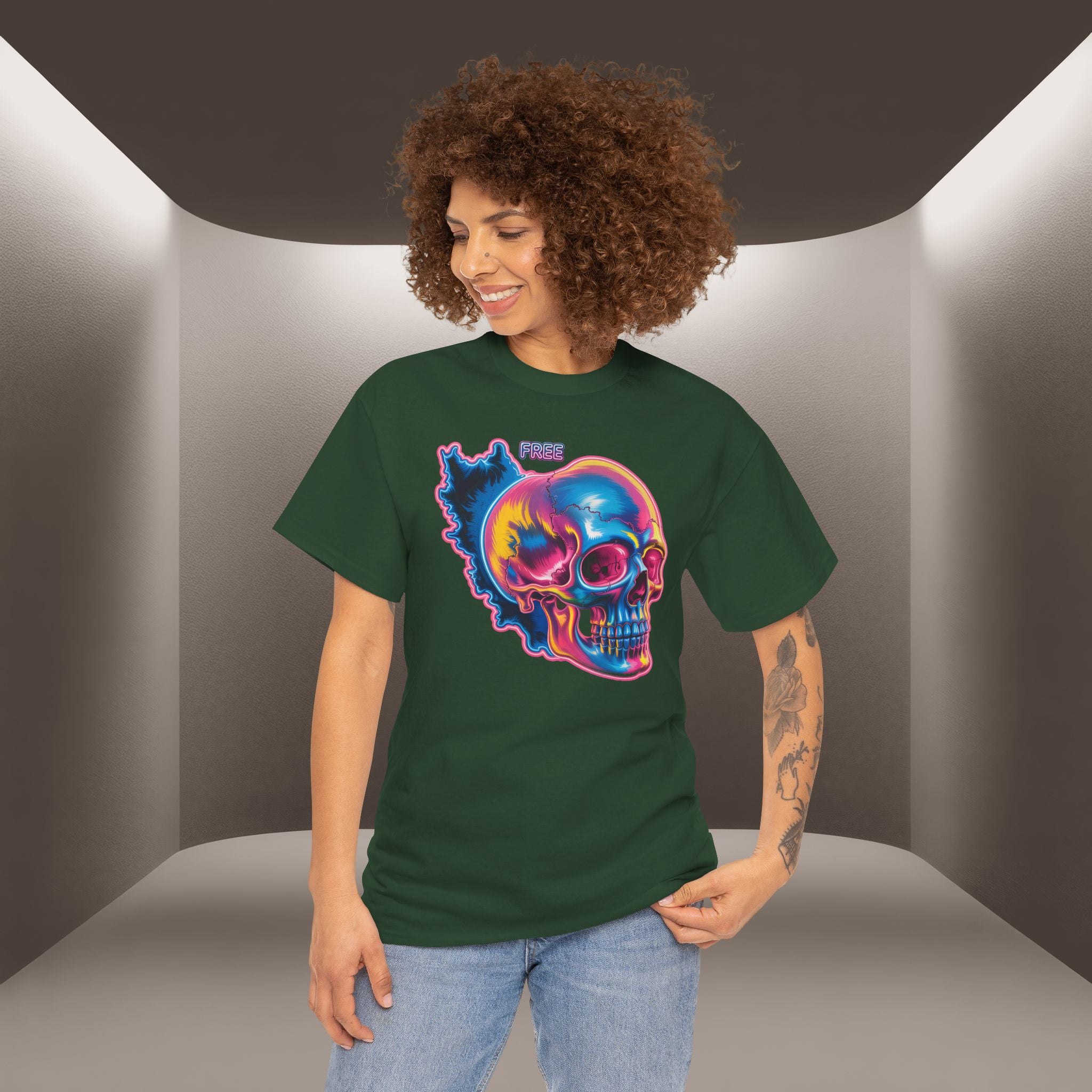 Neon Skull in Iran's map shape T-Shirt — Premium Quality