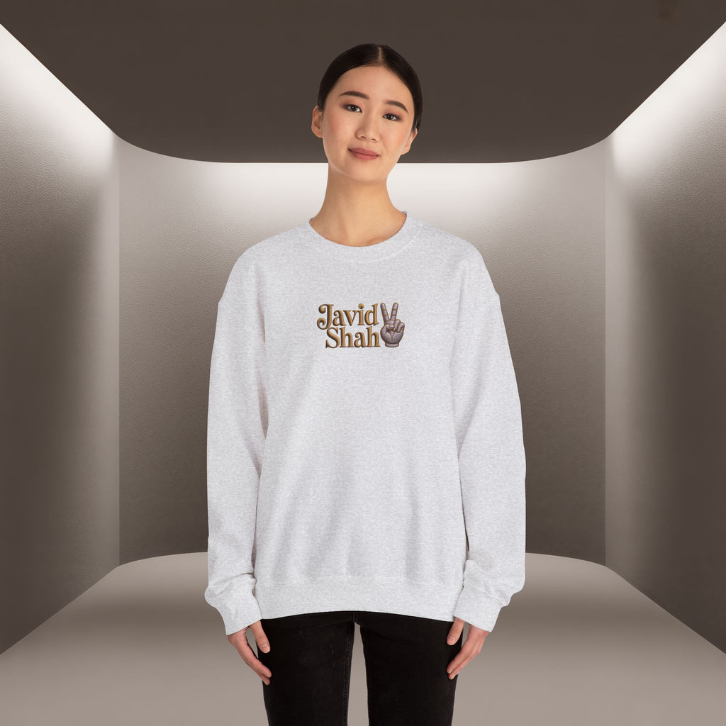 Javid Shah Peace Sign printed Sweatshirt — Vintage Script Logo Crewneck