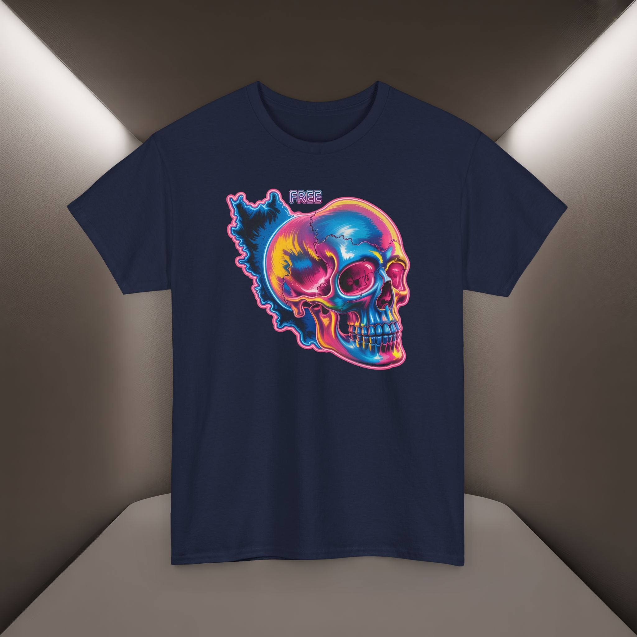 Neon Skull in Iran's map shape T-Shirt — Premium Quality