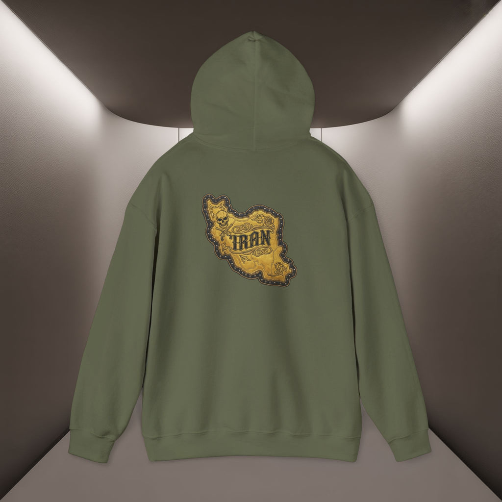 Iran's map Patch Unisex Hooded sweatshirt" - Premium Quality