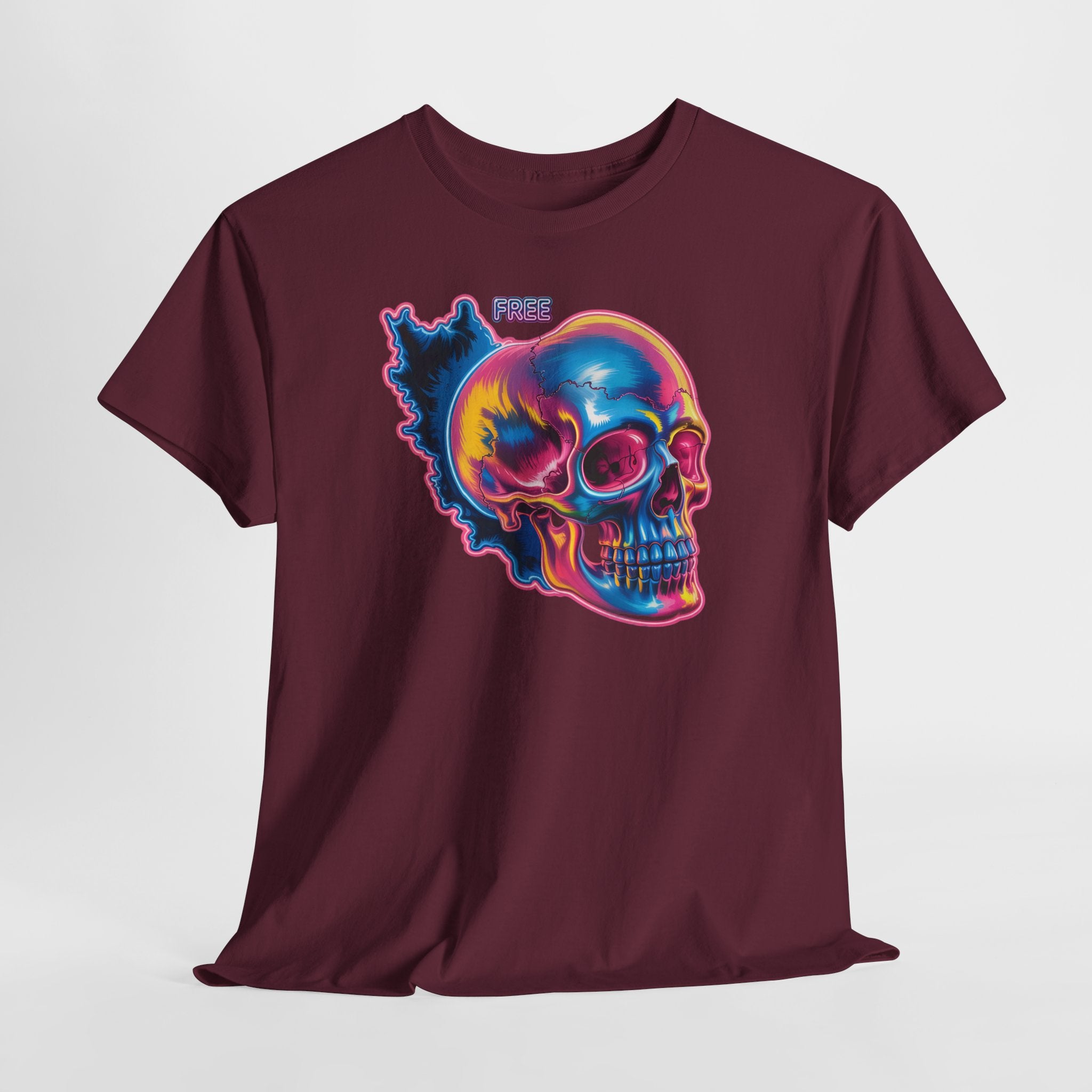 Neon Skull in Iran's map shape T-Shirt — Premium Quality