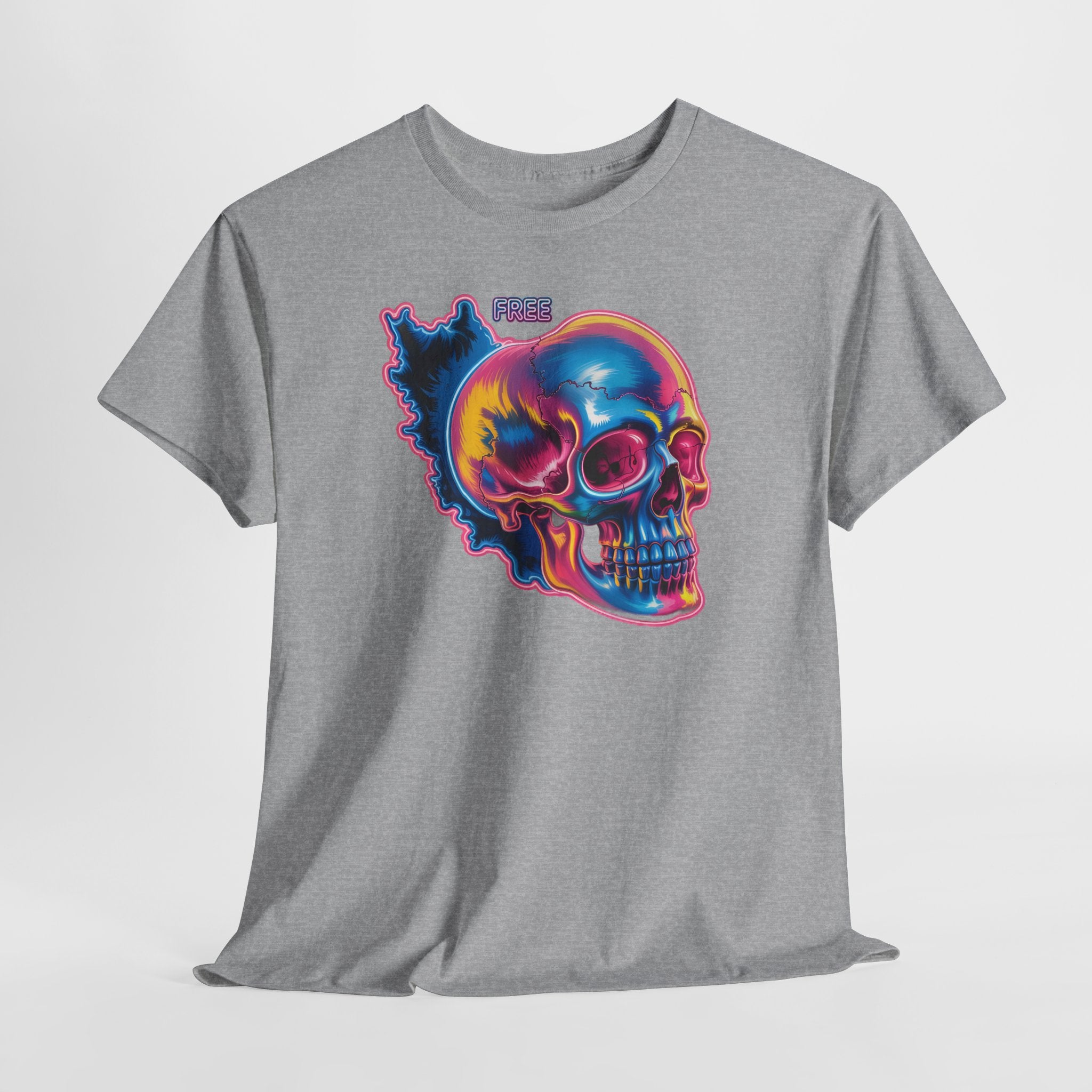 Neon Skull in Iran's map shape T-Shirt — Premium Quality