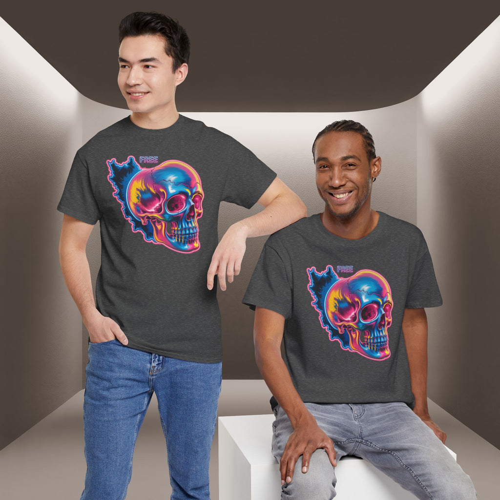Neon Skull in Iran's map shape T-Shirt — Premium Quality