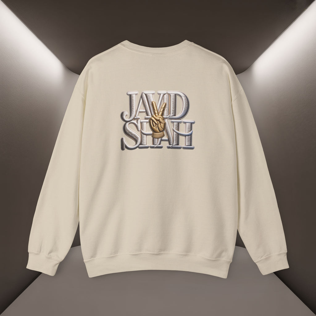 Javid Shah Peace Sign printed Sweatshirt — Vintage Script Logo Crewneck