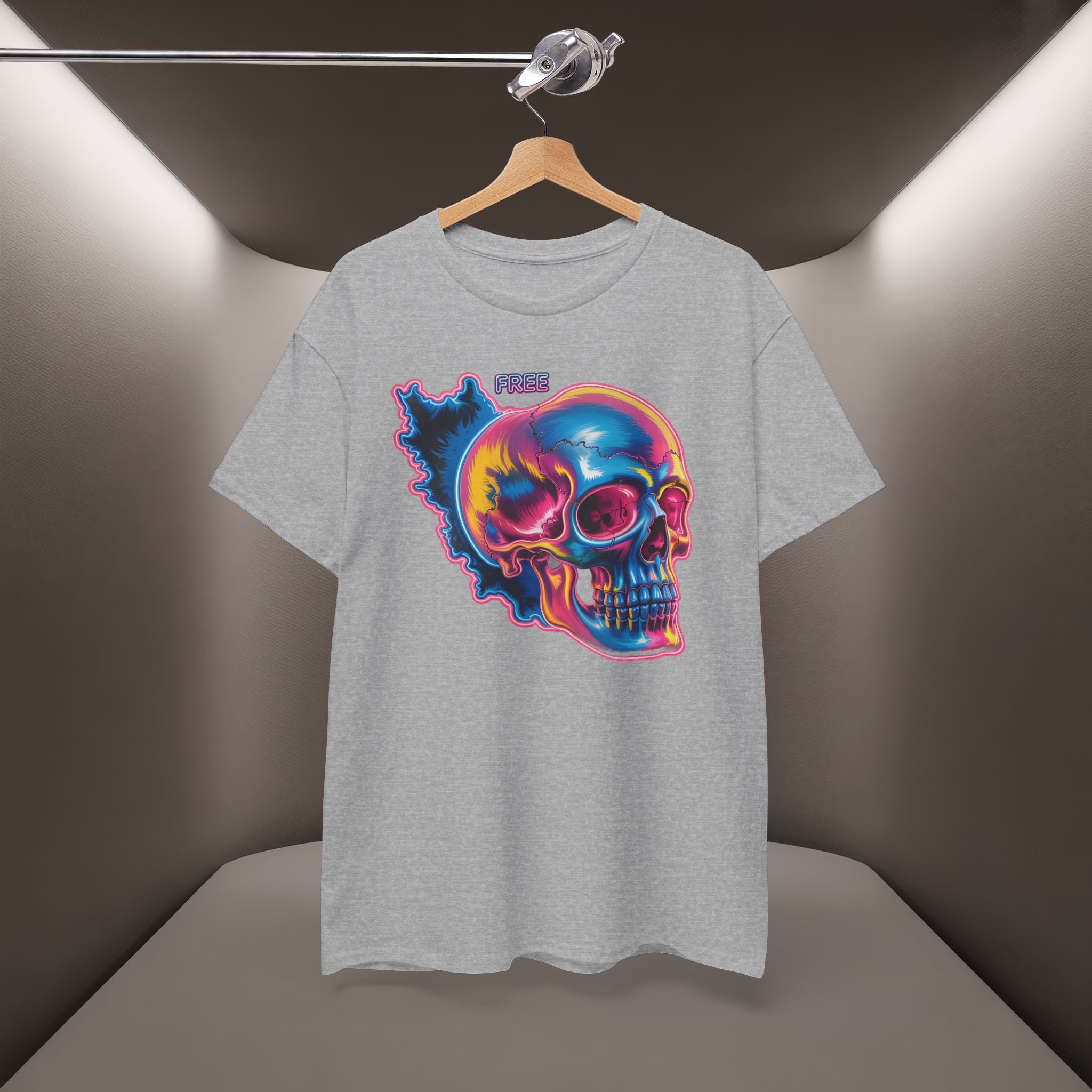 Neon Skull in Iran's map shape T-Shirt — Premium Quality