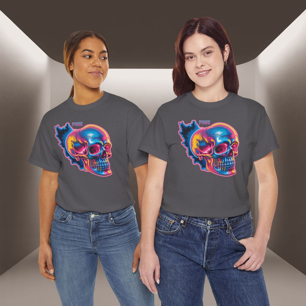Neon Skull in Iran's map shape T-Shirt — Premium Quality