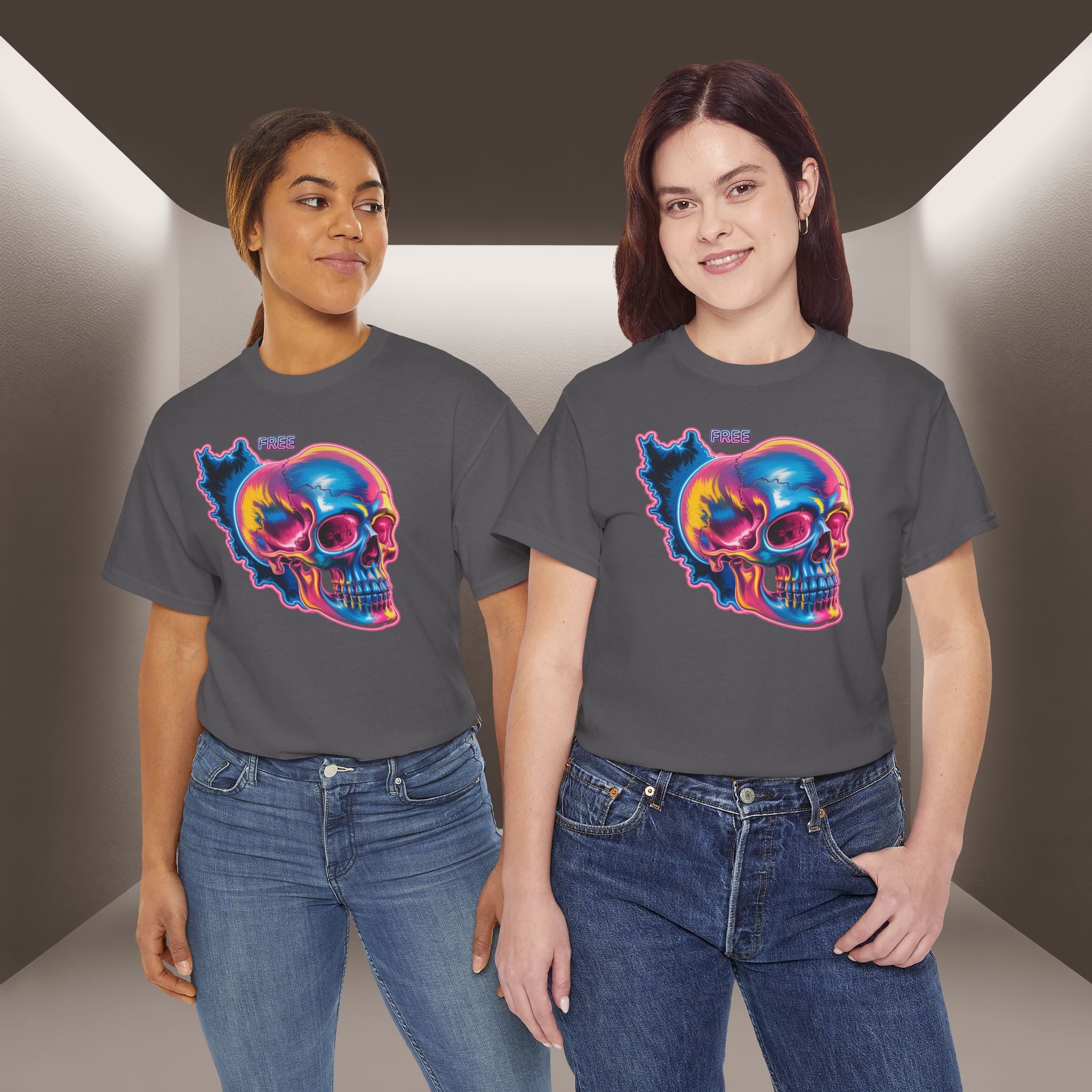 Neon Skull in Iran's map shape T-Shirt — Premium Quality