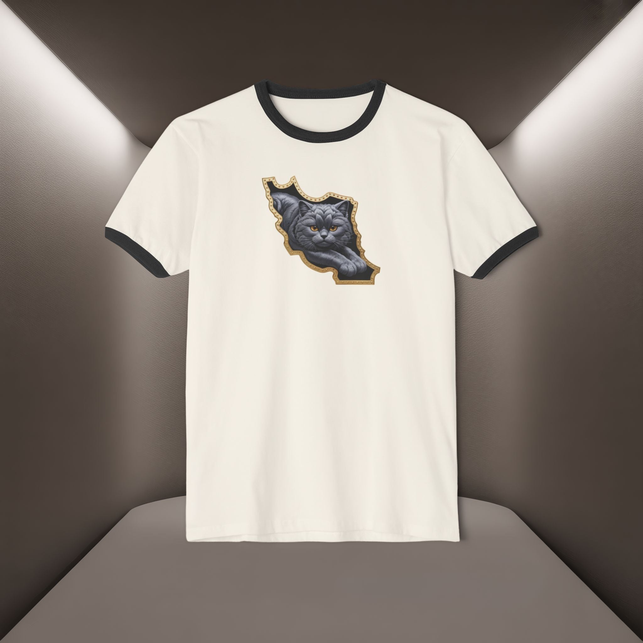 Persian Cat in a Persian Map Unisex Cotton Ringer T-Shirt - Premium quality