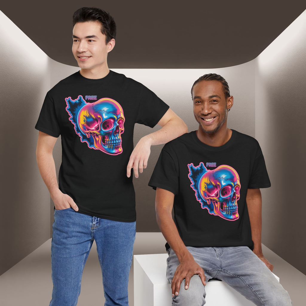 Neon Skull in Iran's map shape T-Shirt — Premium Quality