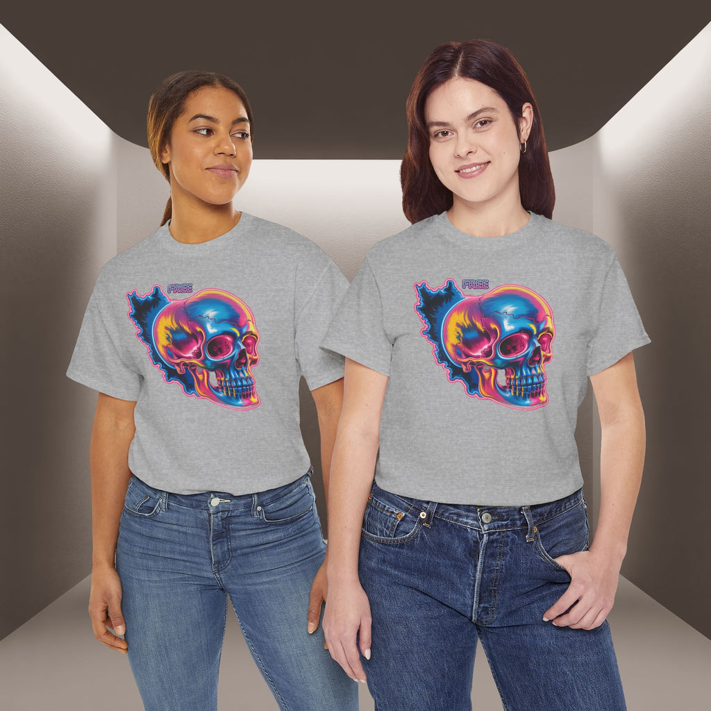 Neon Skull in Iran's map shape T-Shirt — Premium Quality