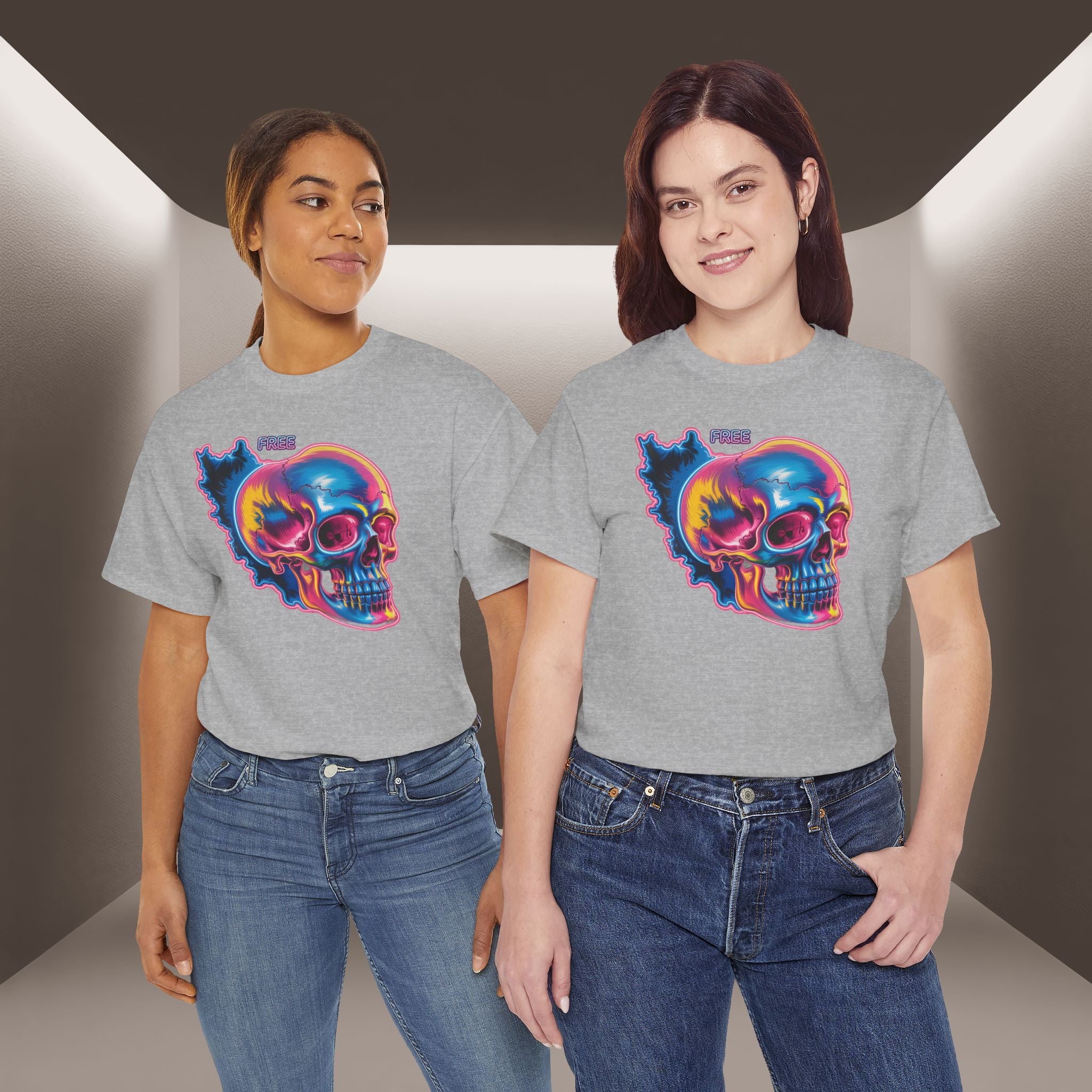Neon Skull in Iran's map shape T-Shirt — Premium Quality