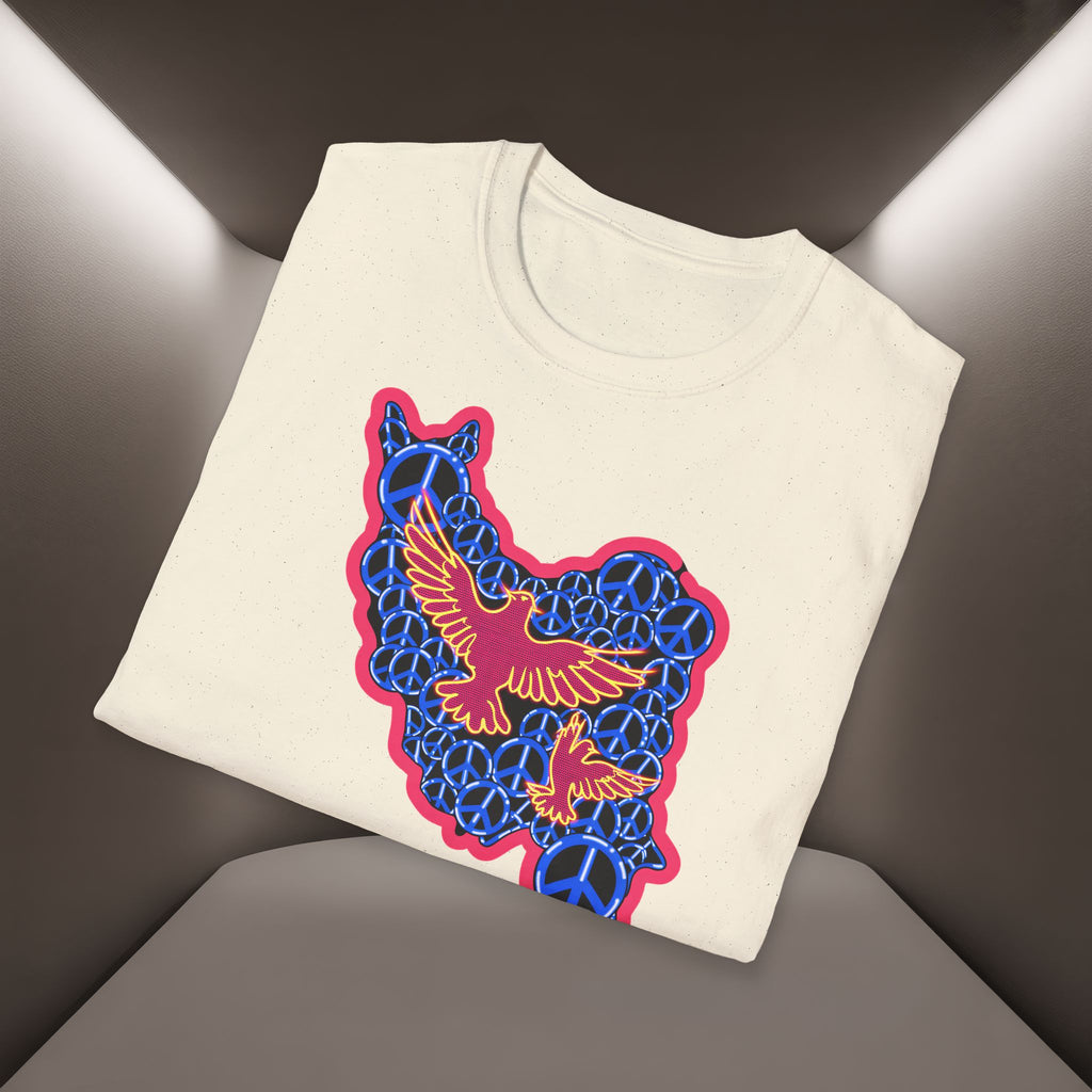 Free Iran Graphic T-Shirt — Iran Map with Peace symbols- Premium Quality
