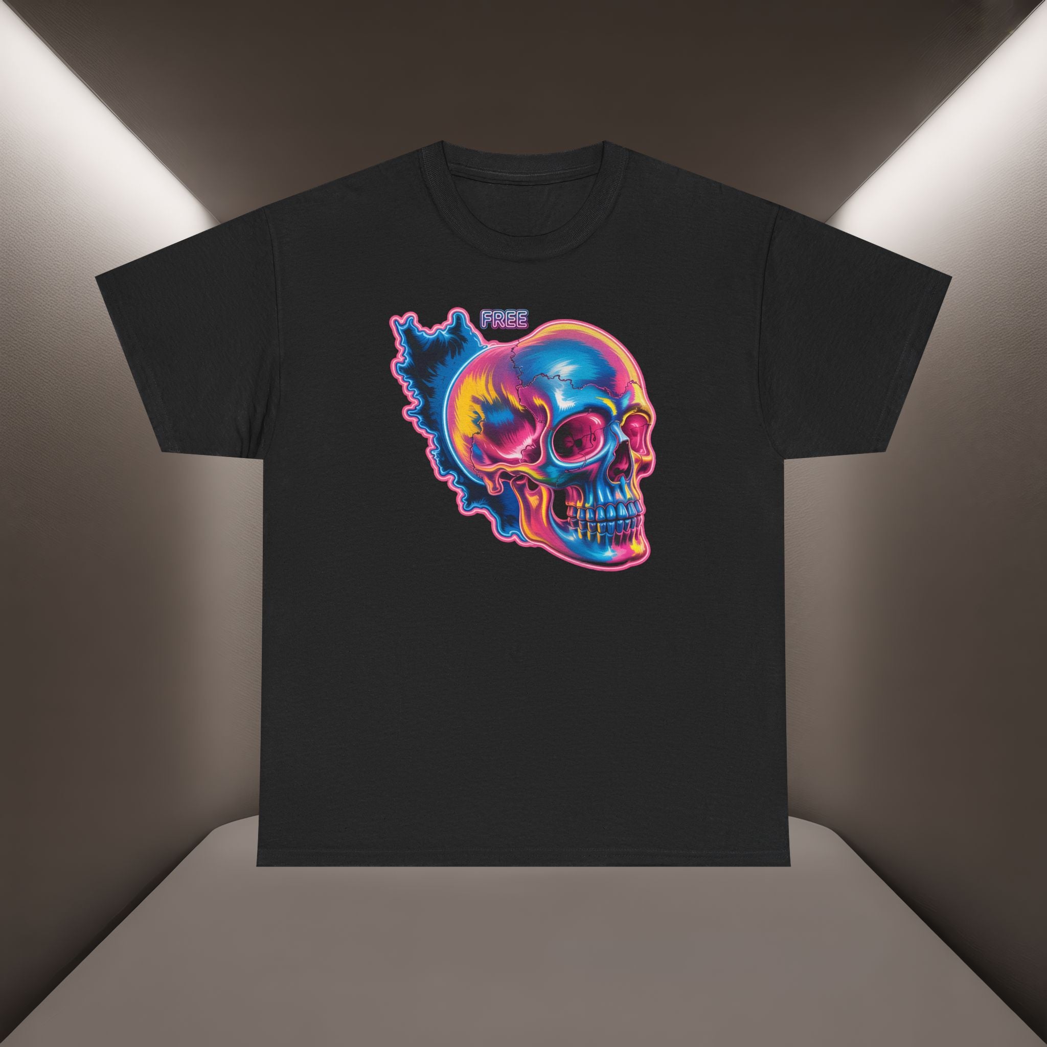 Neon Skull in Iran's map shape T-Shirt — Premium Quality