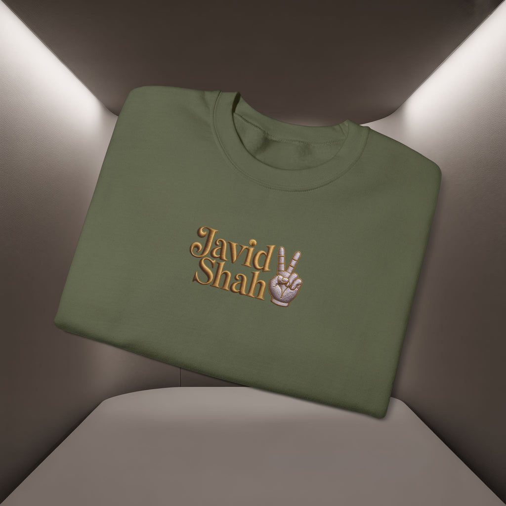 Javid Shah Peace Sign printed Sweatshirt — Vintage Script Logo Crewneck