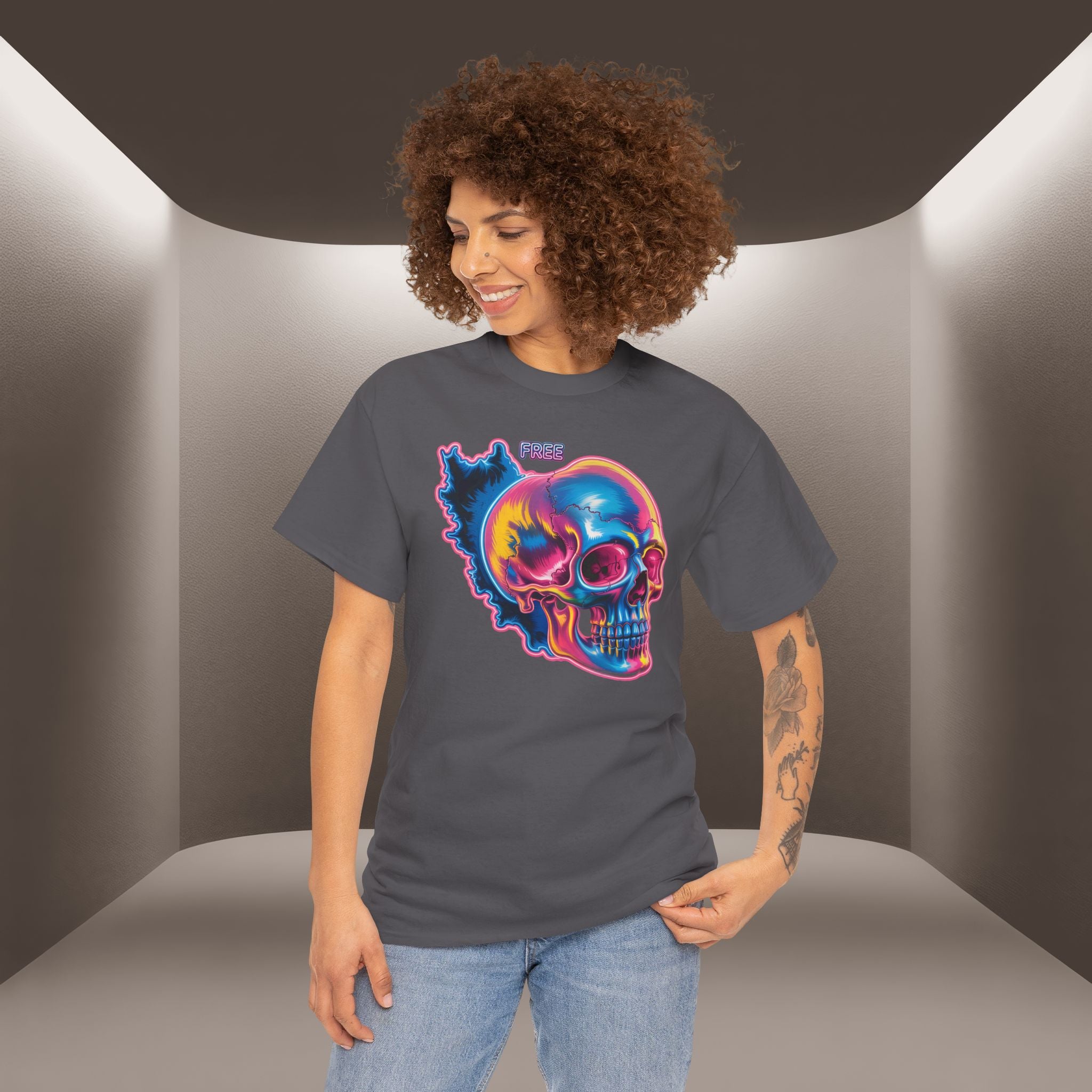 Neon Skull in Iran's map shape T-Shirt — Premium Quality