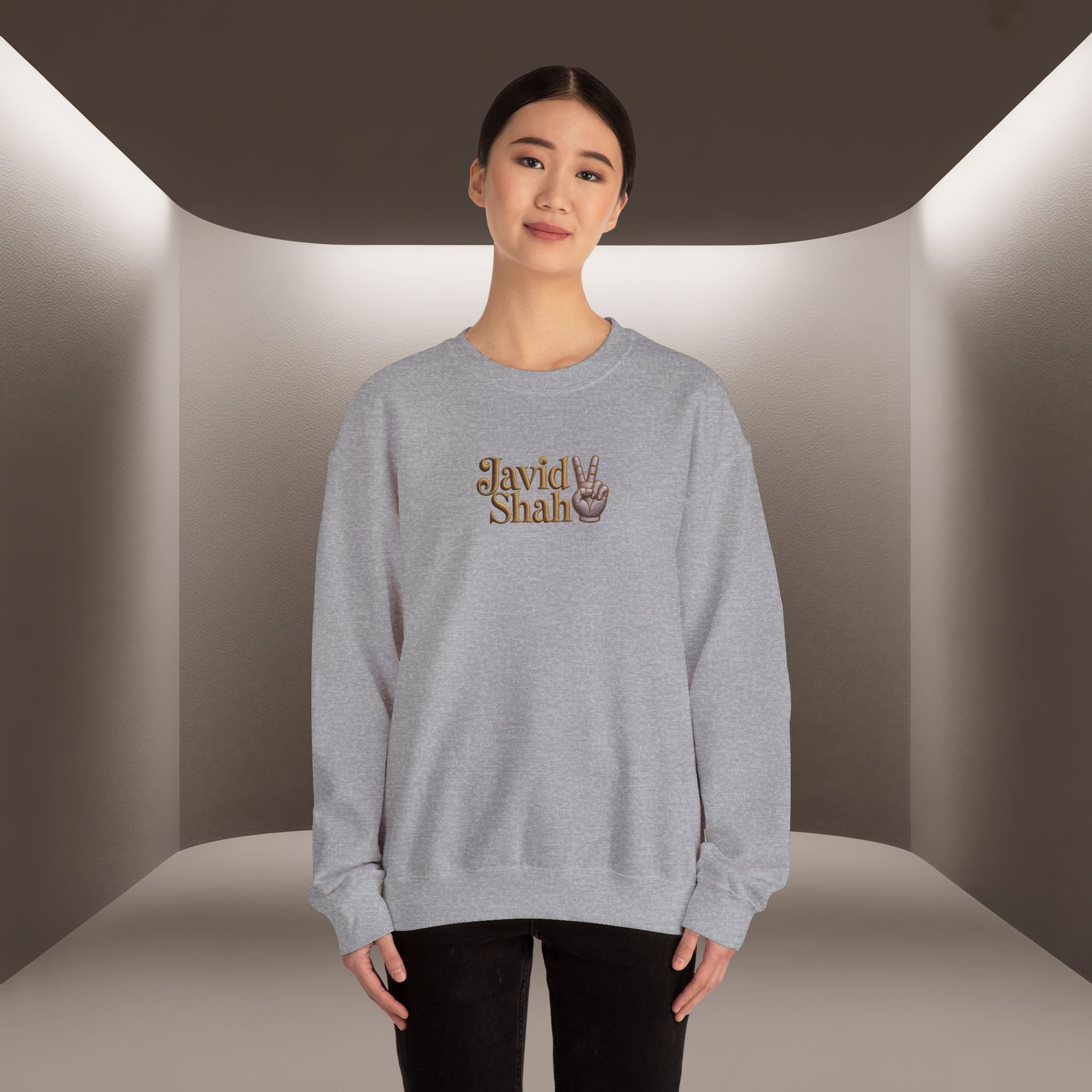 Javid Shah Peace Sign printed Sweatshirt — Vintage Script Logo Crewneck