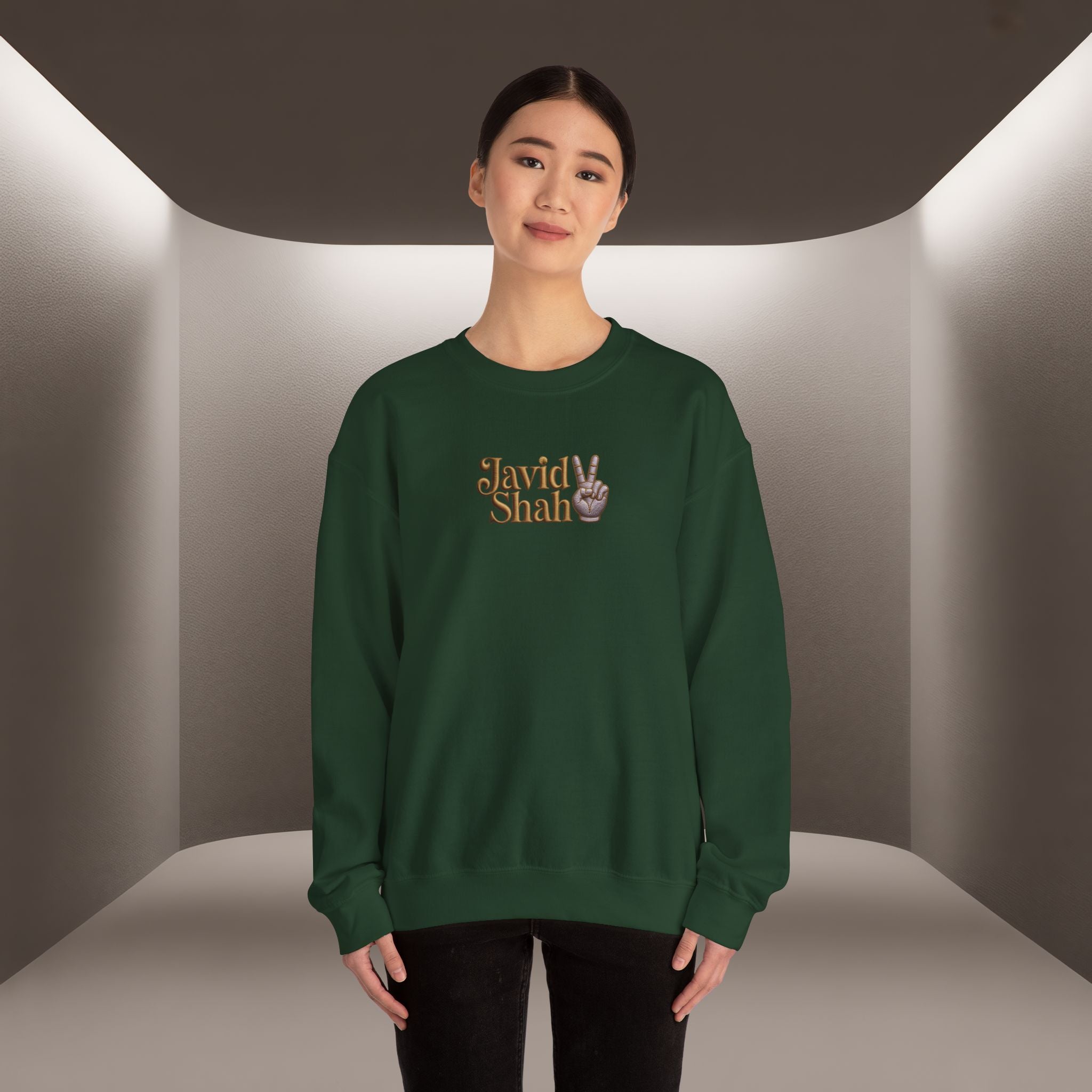 Javid Shah Peace Sign printed Sweatshirt — Vintage Script Logo Crewneck