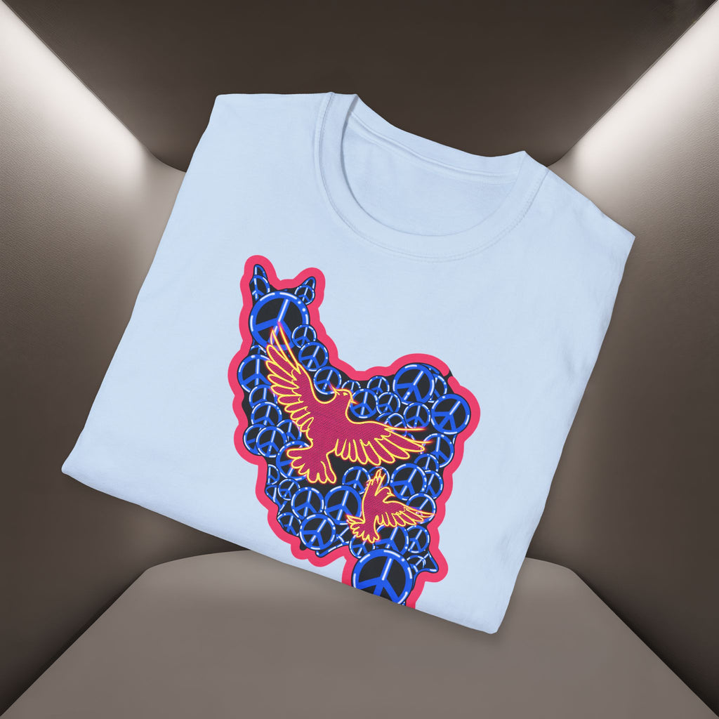 Free Iran Graphic T-Shirt — Iran Map with Peace symbols- Premium Quality
