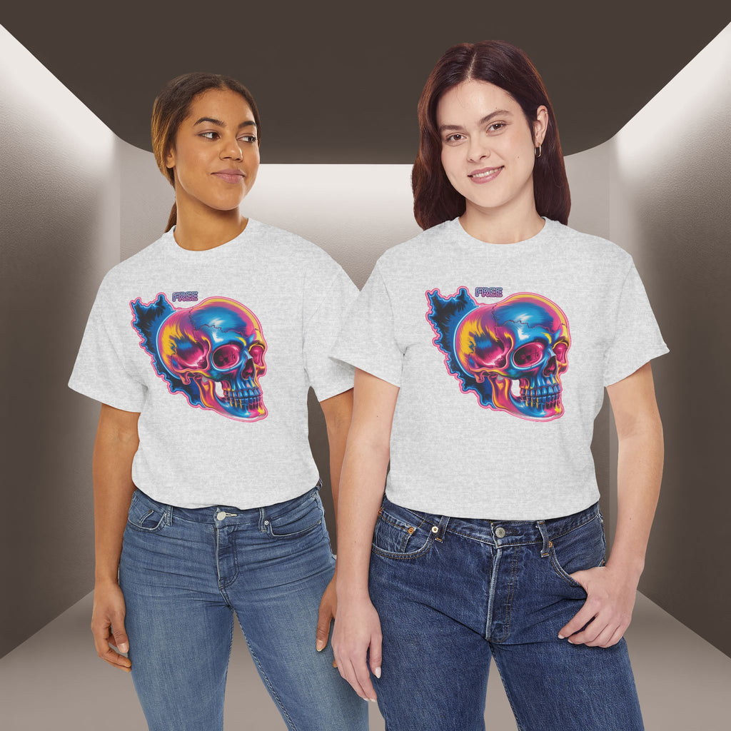 Neon Skull in Iran's map shape T-Shirt — Premium Quality