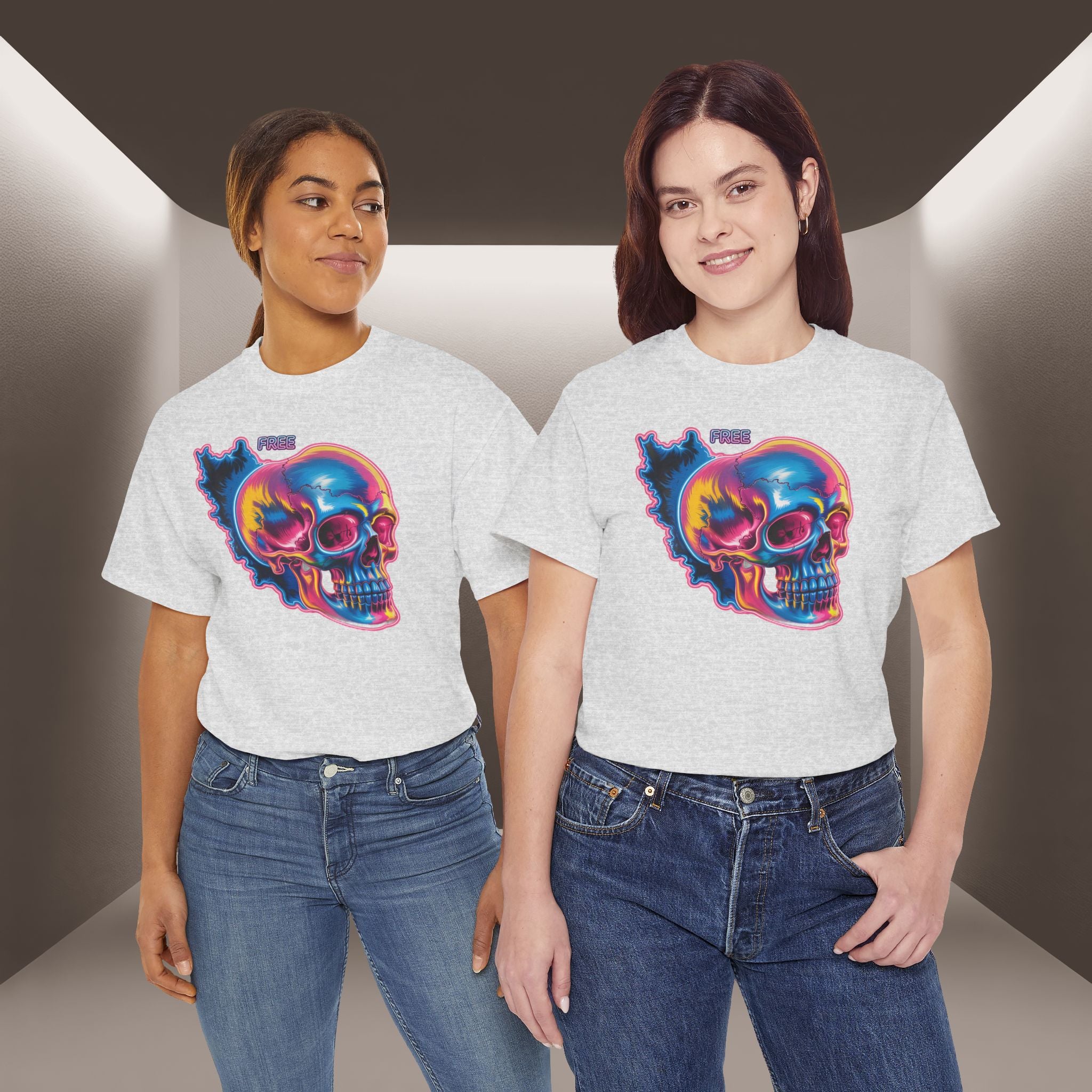 Neon Skull in Iran's map shape T-Shirt — Premium Quality