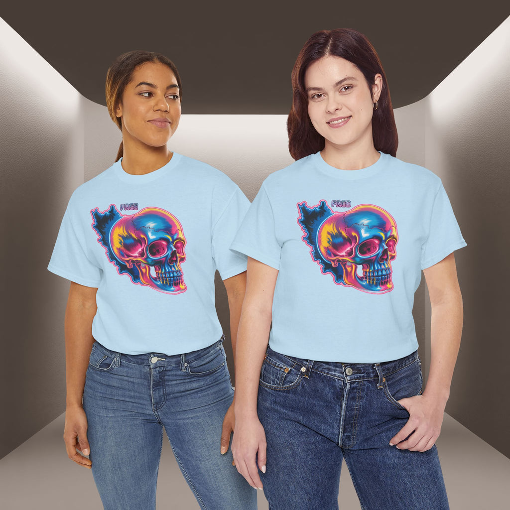 Neon Skull in Iran's map shape T-Shirt — Premium Quality