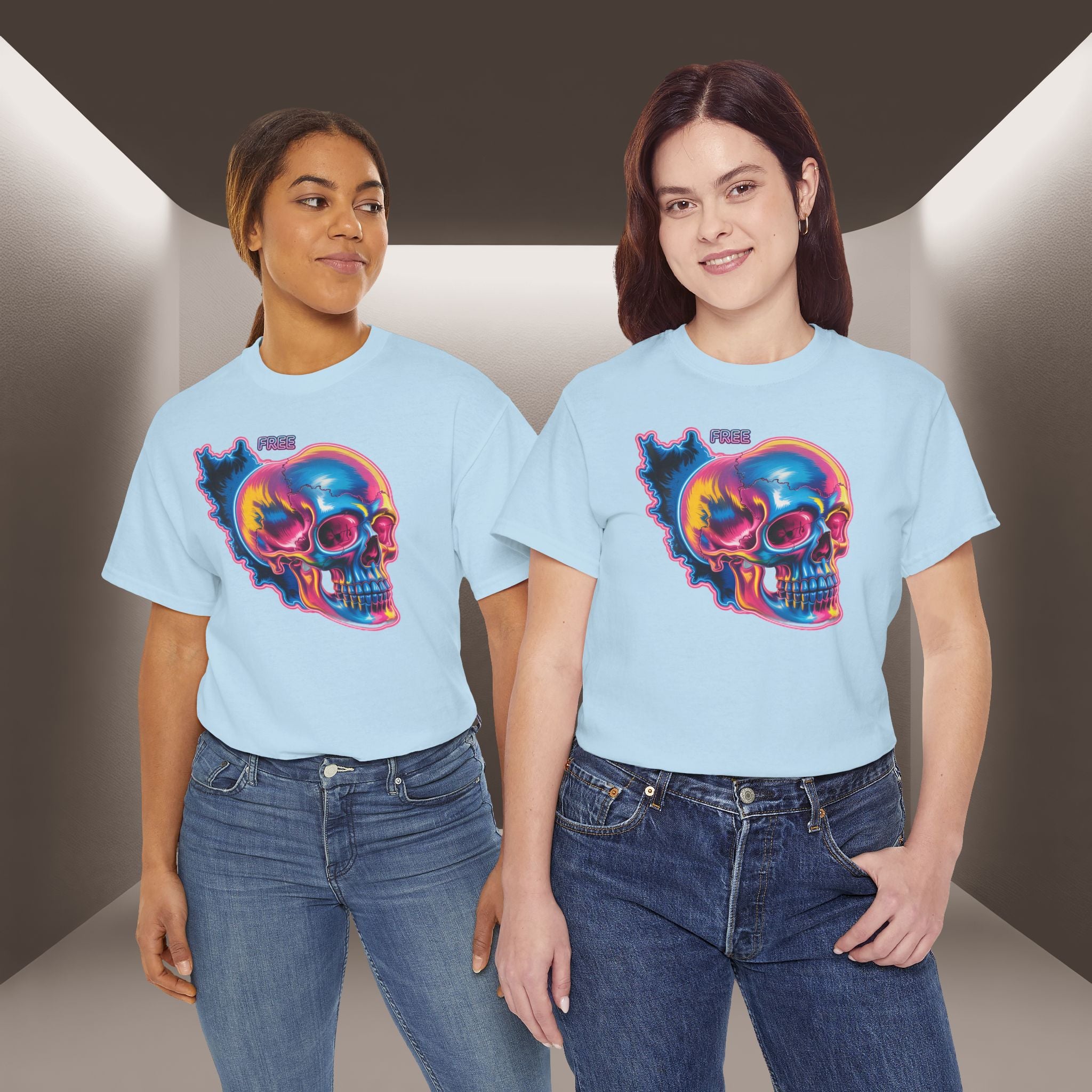 Neon Skull in Iran's map shape T-Shirt — Premium Quality