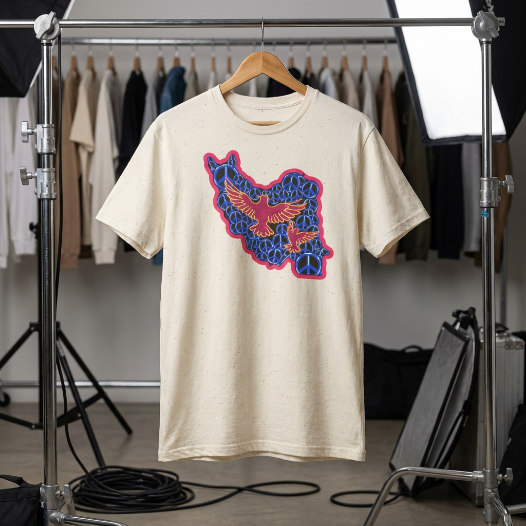 Free Iran Graphic T-Shirt — Iran Map with Peace symbols- Premium Quality