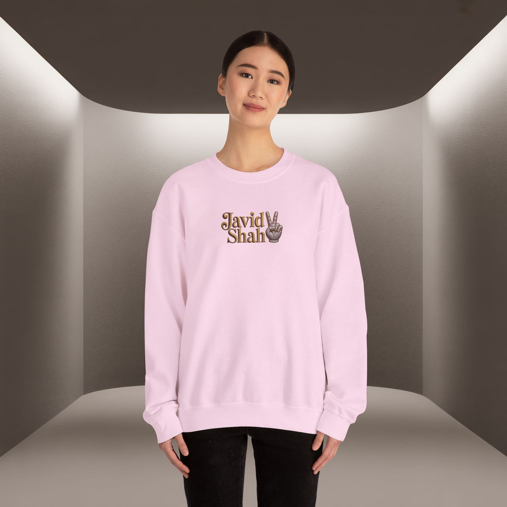 Javid Shah Peace Sign printed Sweatshirt — Vintage Script Logo Crewneck