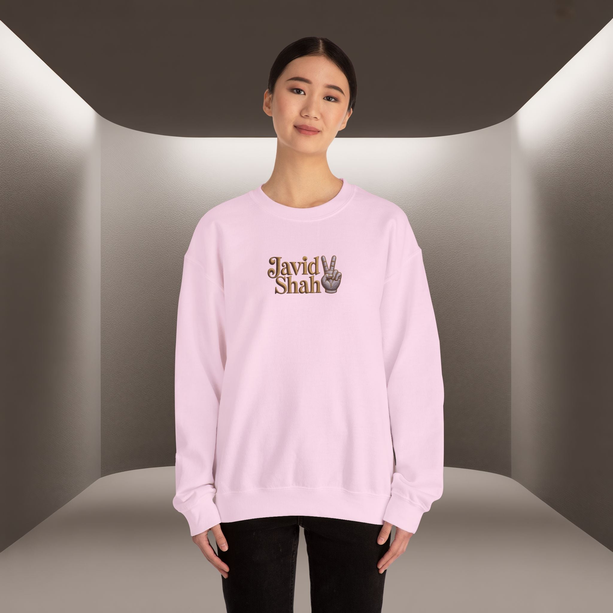 Javid Shah Peace Sign printed Sweatshirt — Vintage Script Logo Crewneck