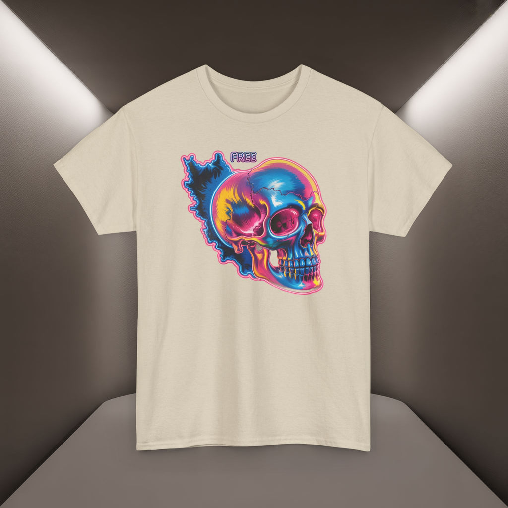 Neon Skull in Iran's map shape T-Shirt — Premium Quality