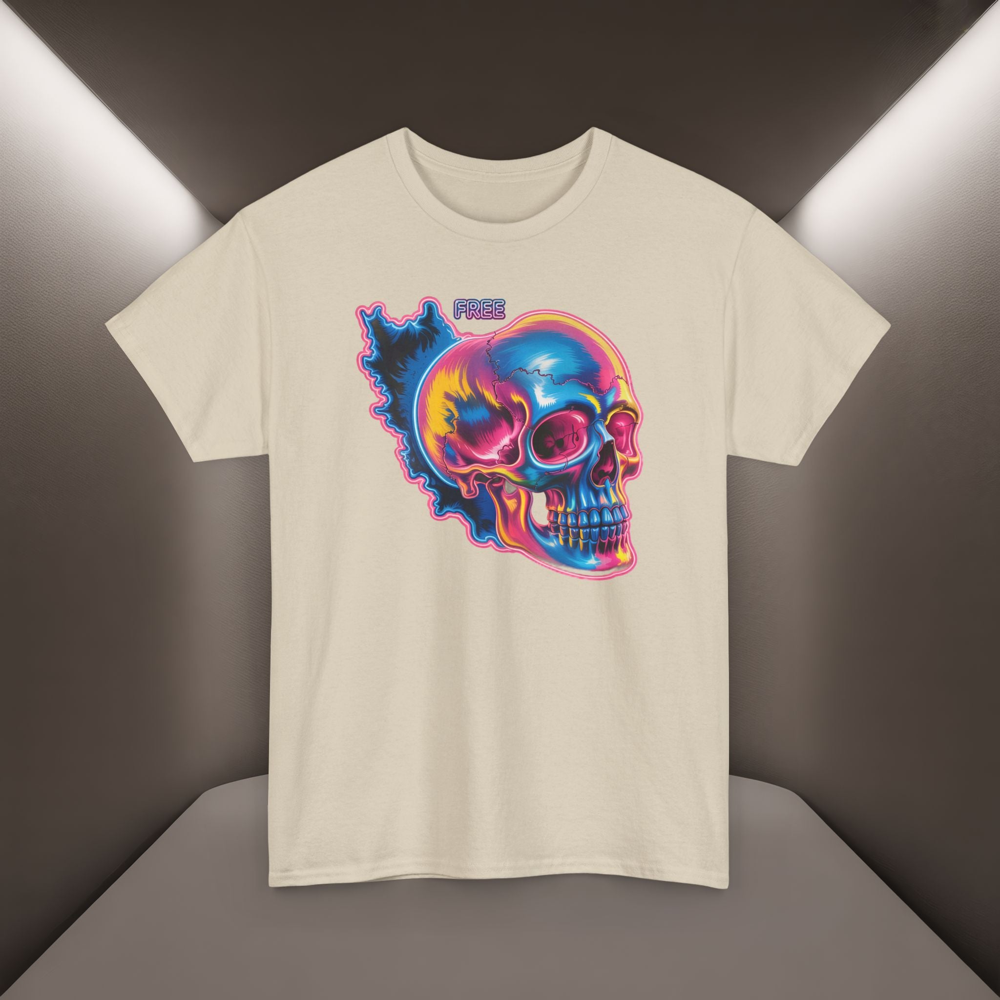 Neon Skull in Iran's map shape T-Shirt — Premium Quality