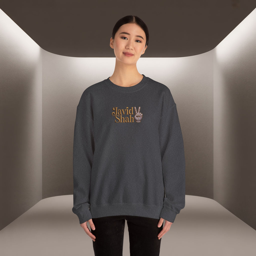 Javid Shah Peace Sign printed Sweatshirt — Vintage Script Logo Crewneck