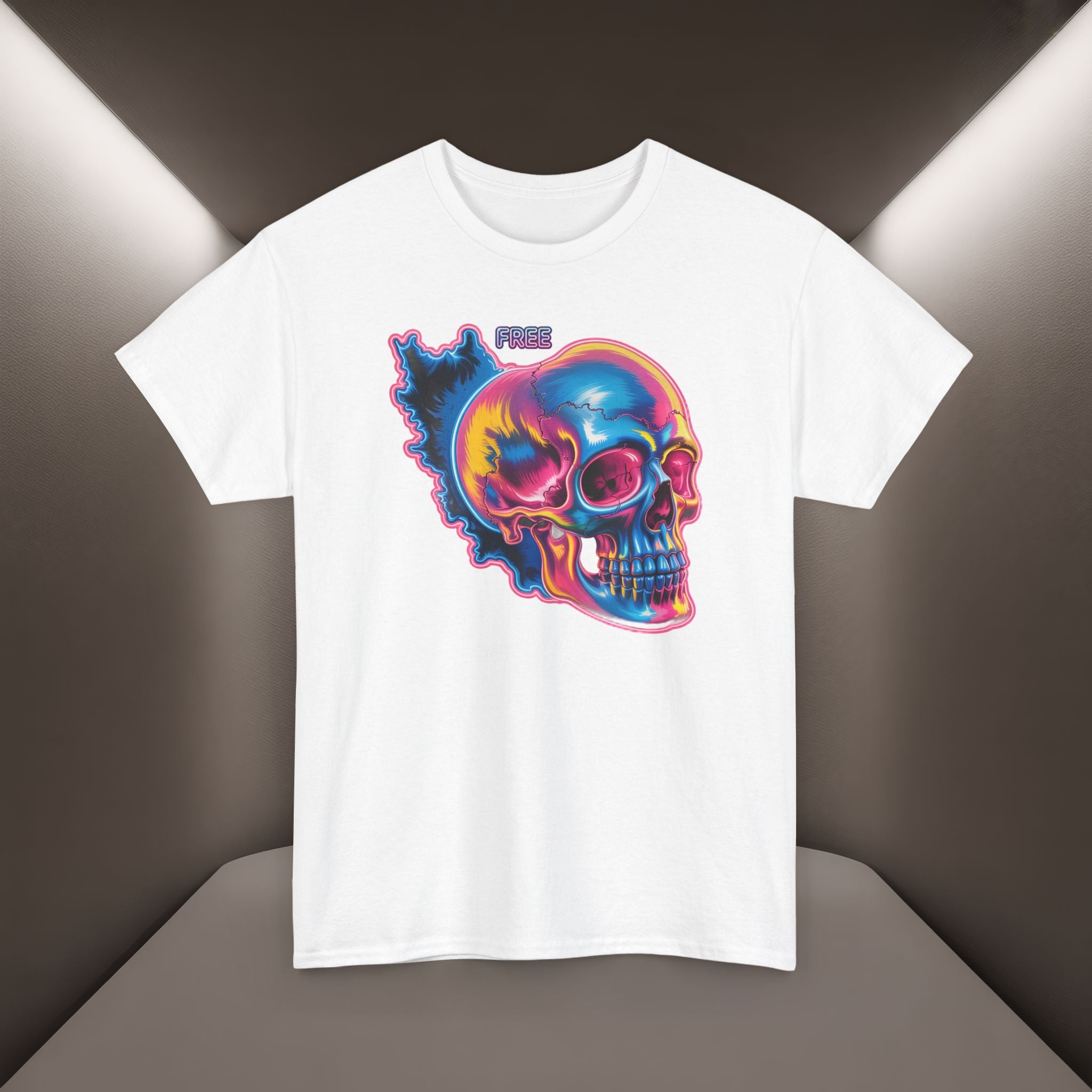 Neon Skull in Iran's map shape T-Shirt — Premium Quality