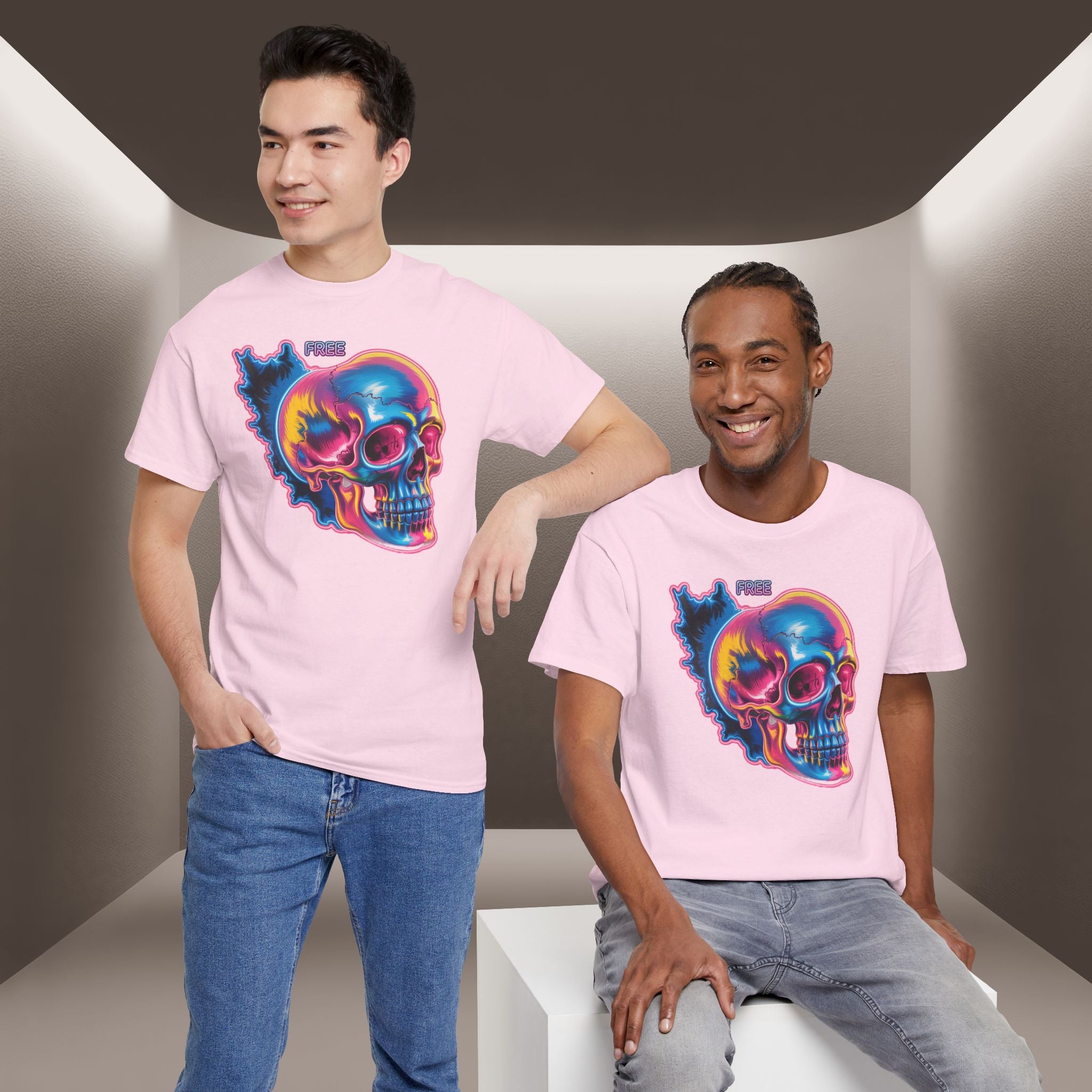 Neon Skull in Iran's map shape T-Shirt — Premium Quality