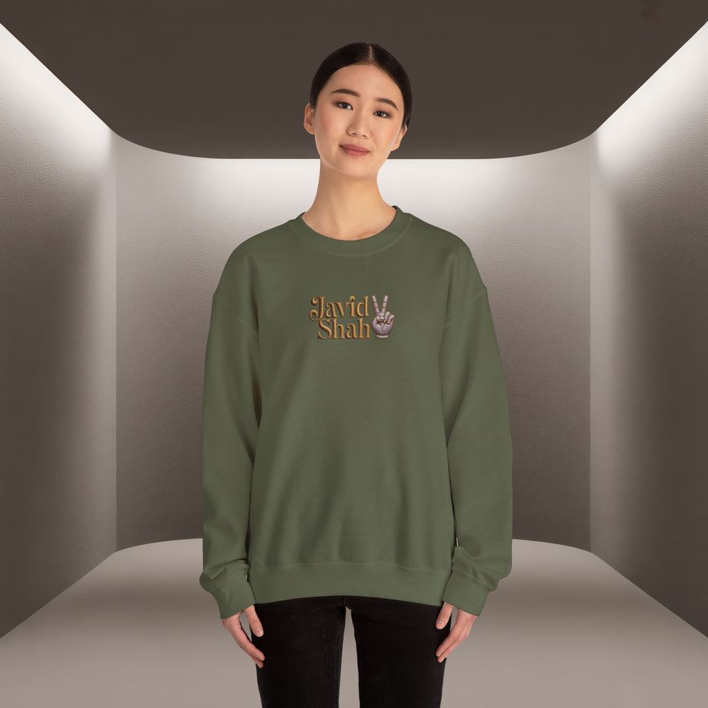Javid Shah Peace Sign printed Sweatshirt — Vintage Script Logo Crewneck
