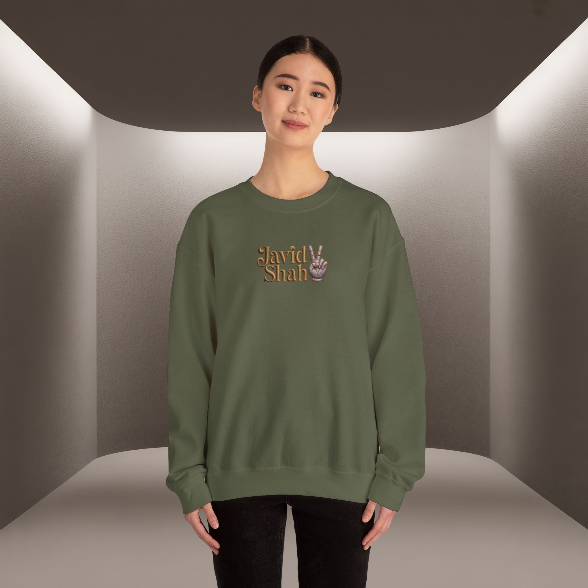 Javid Shah Peace Sign printed Sweatshirt — Vintage Script Logo Crewneck
