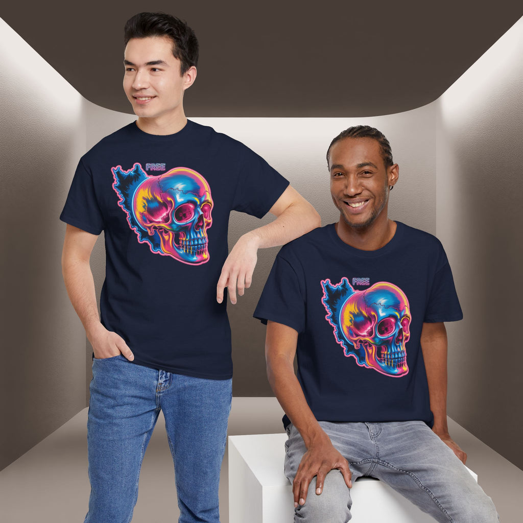 Neon Skull in Iran's map shape T-Shirt — Premium Quality