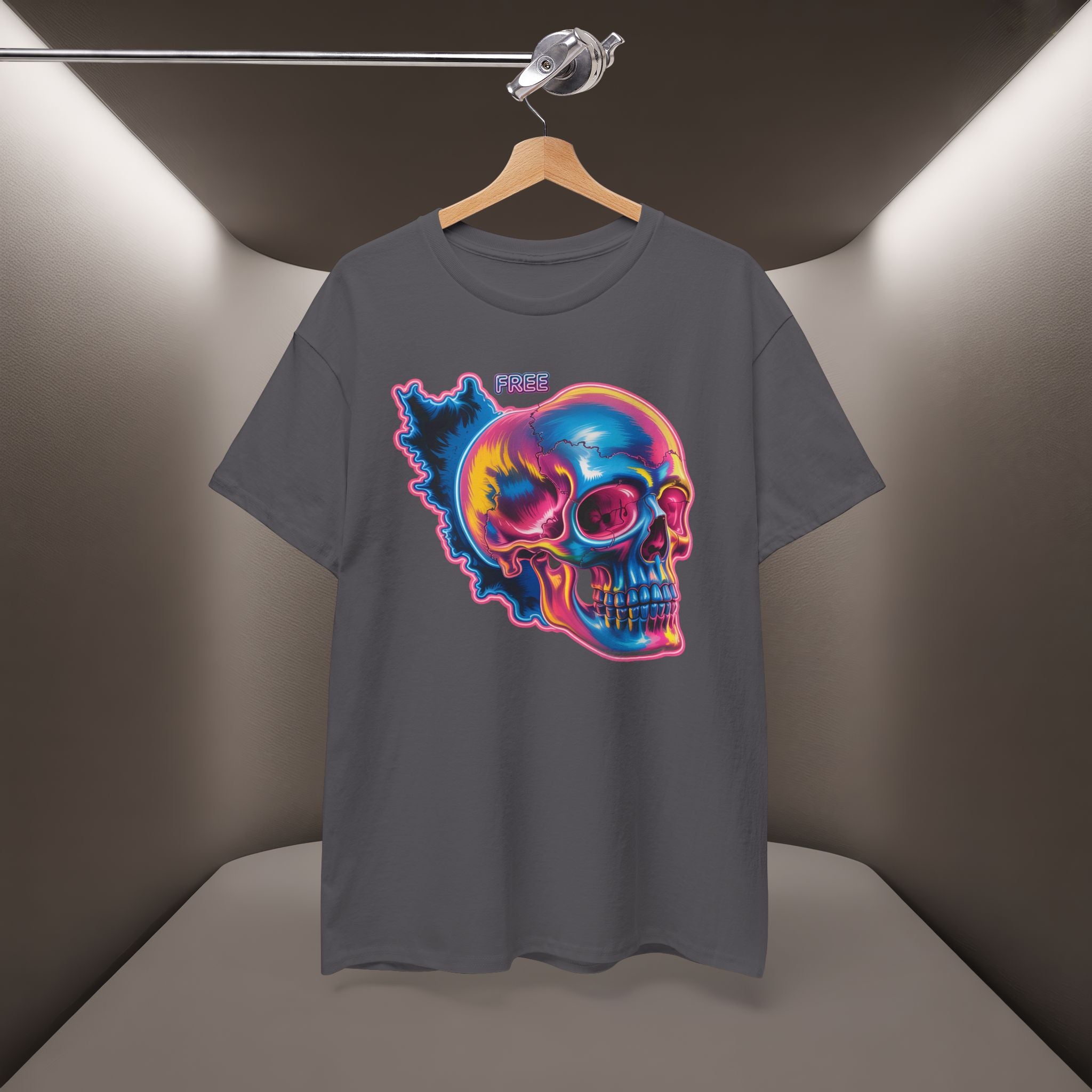 Neon Skull in Iran's map shape T-Shirt — Premium Quality