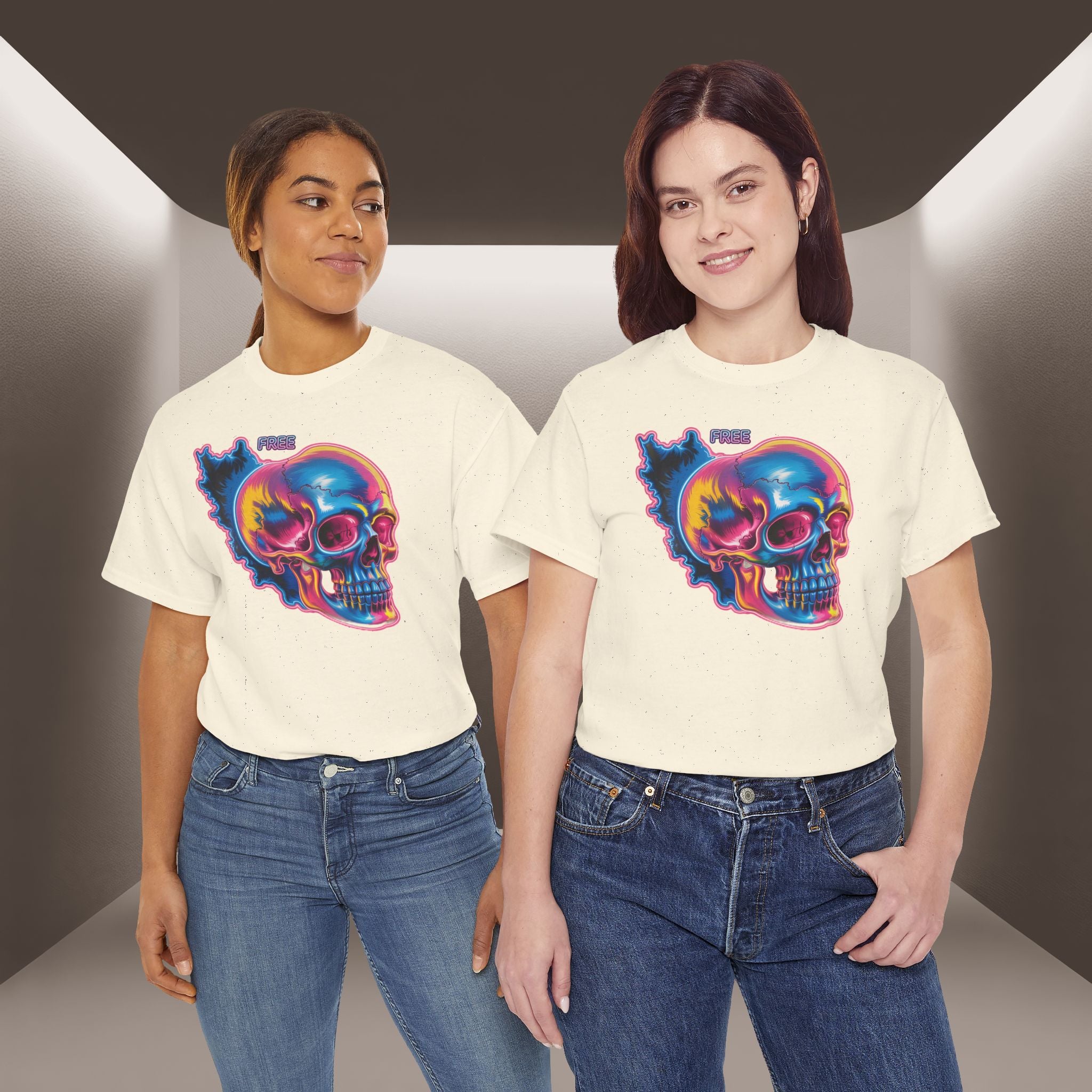 Neon Skull in Iran's map shape T-Shirt — Premium Quality