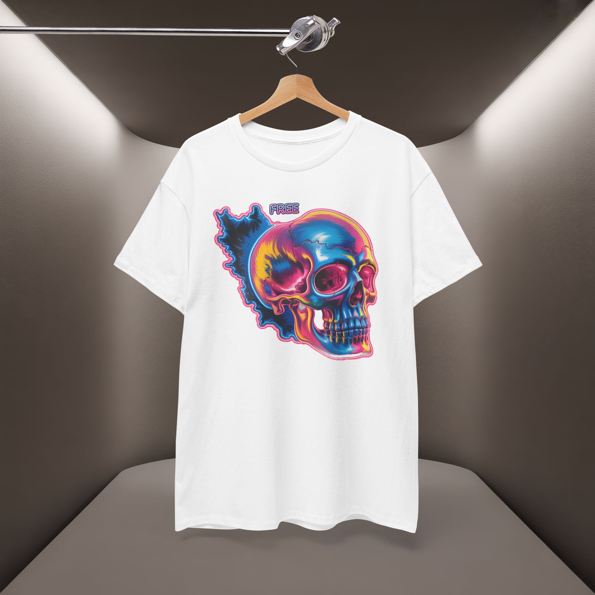 Neon Skull in Iran's map shape T-Shirt — Premium Quality