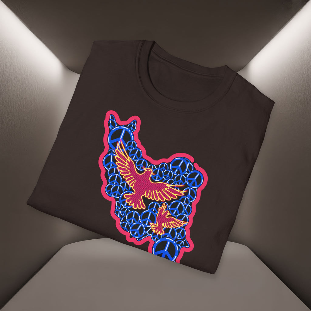 Free Iran Graphic T-Shirt — Iran Map with Peace symbols- Premium Quality