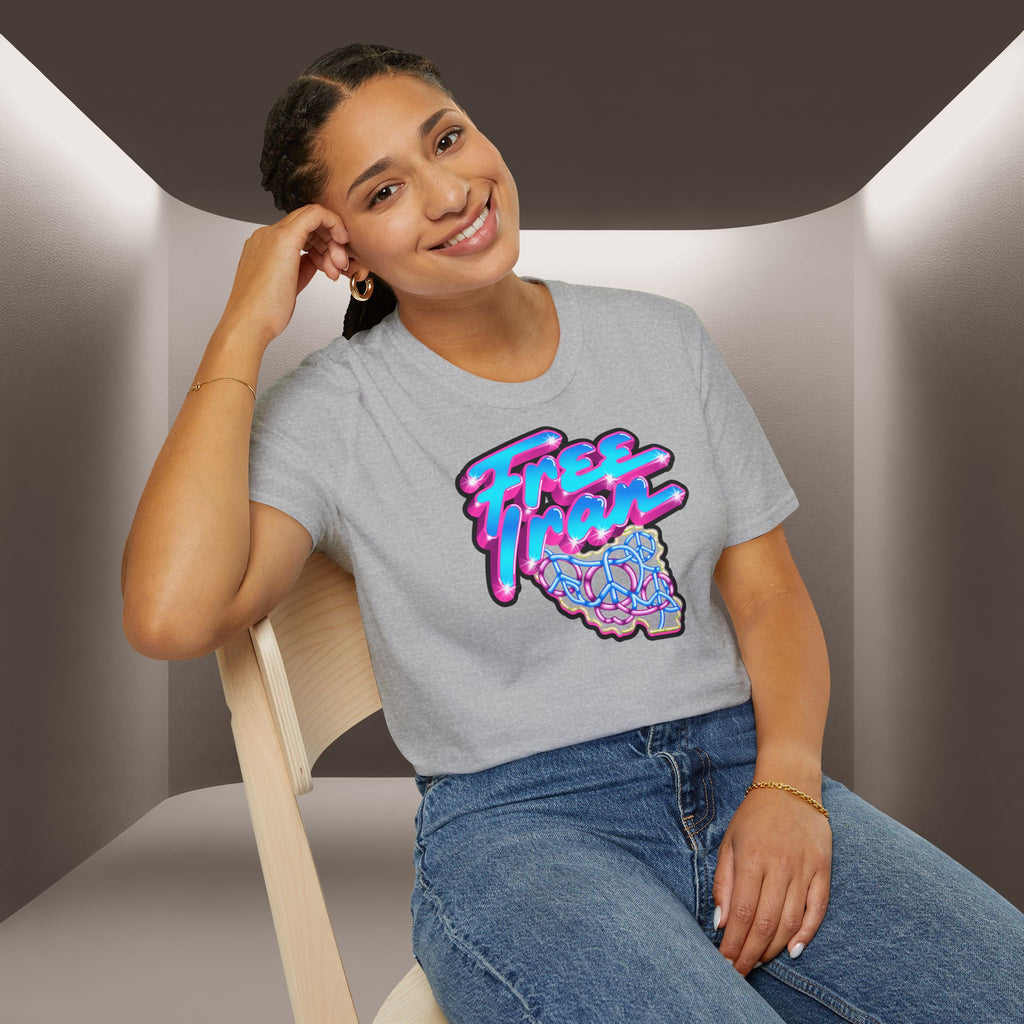 Free Flow California T-Shirt — Retro Neon Peace Sign Graphic