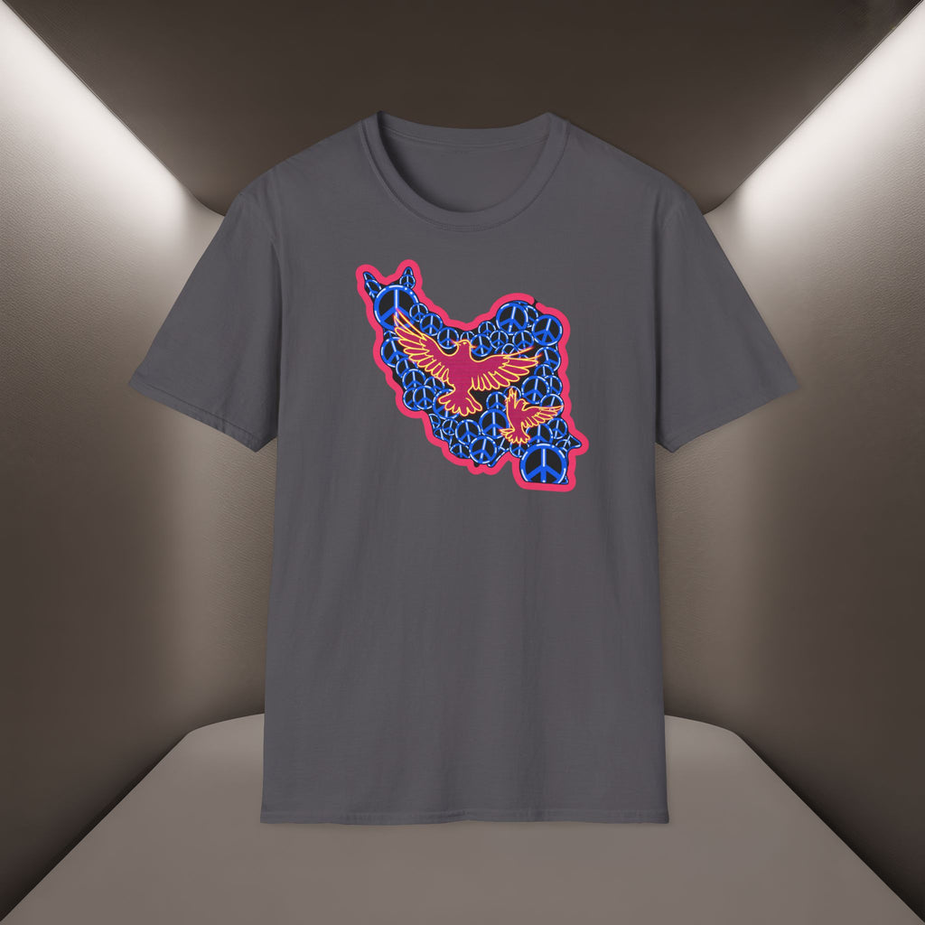 Free Iran Graphic T-Shirt — Iran Map with Peace symbols- Premium Quality