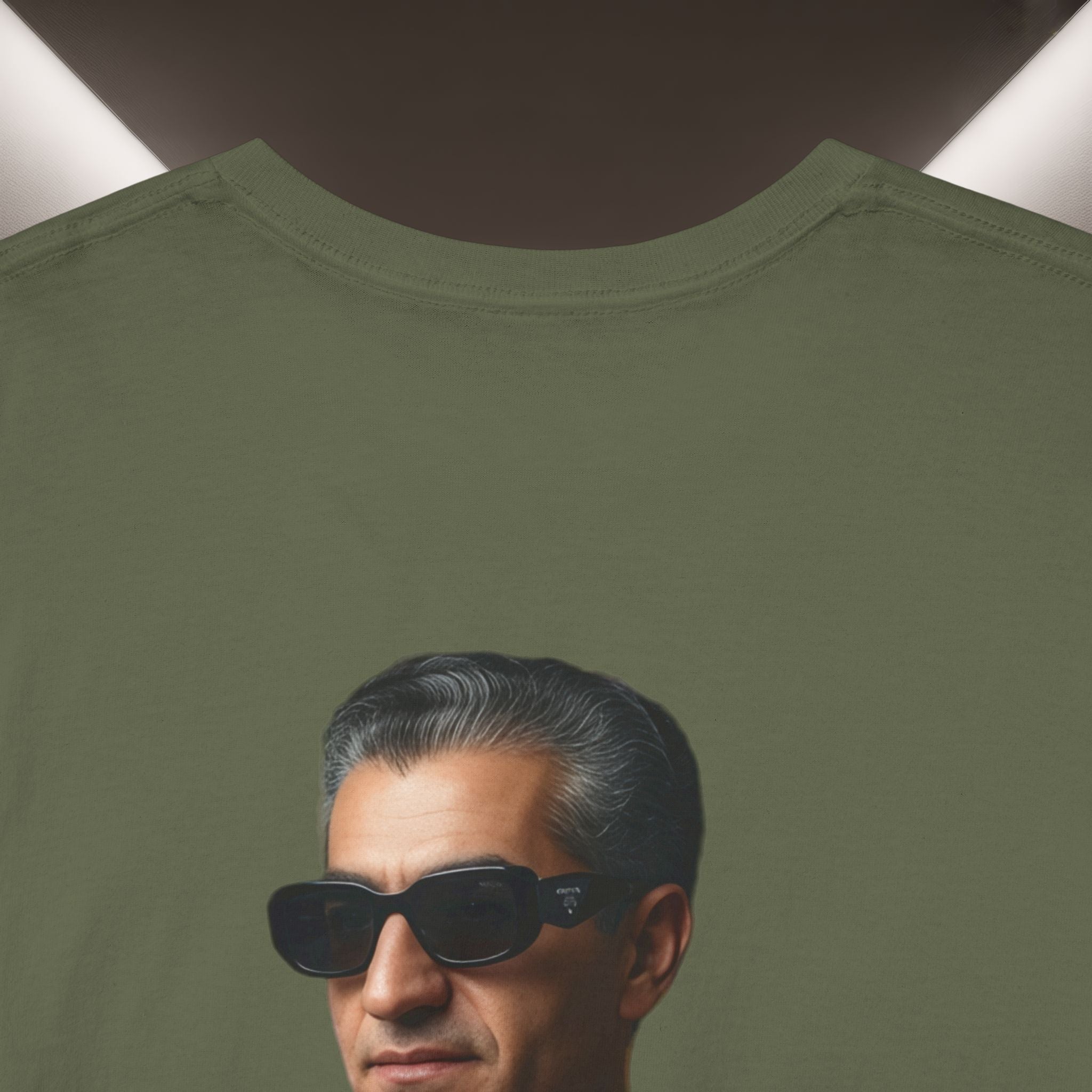 Mohammadreza Pahlavi the former "King" of Iran Portrait —Front: Iran's map patch